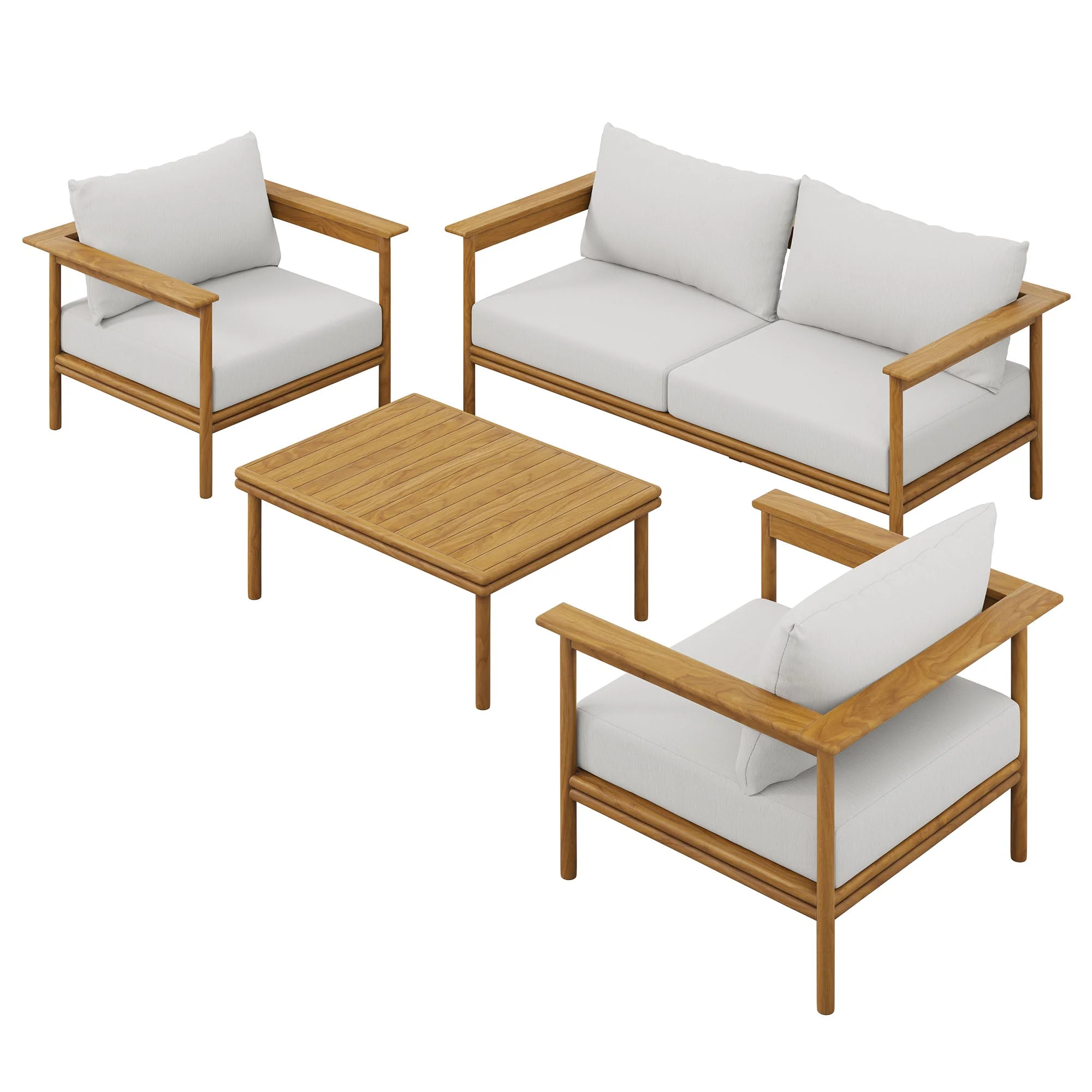 4-Piece Outdoor Teak Wood Furniture Set for Patio, Deck and Garden Seating - Image 15