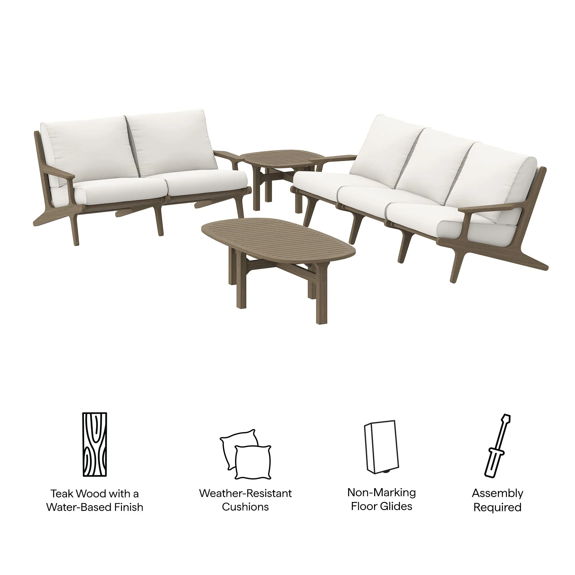 4-Piece Outdoor Teak Wood Patio Seating Set - Image 2