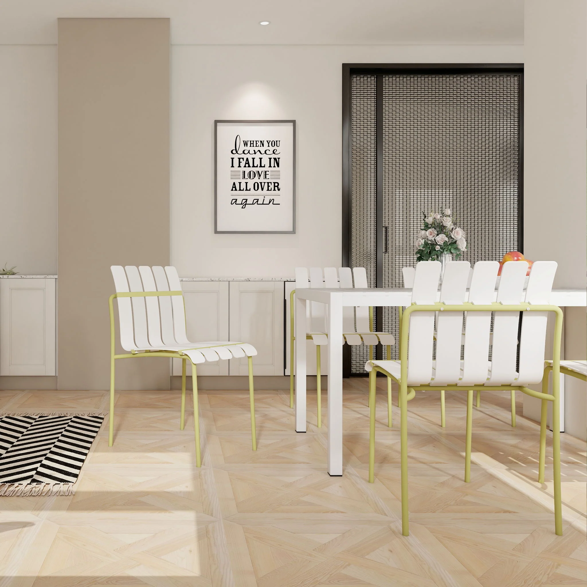 4 Piece Set Of Modern Color Block Designed Single Chairs - Image 4