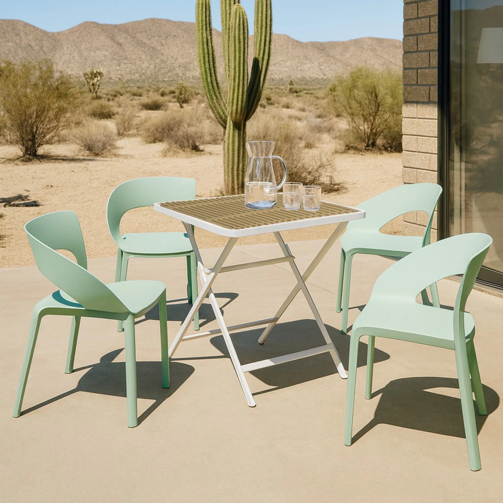 4 Piece Set Of Modern Designed Single Chairs With Folding Square Table - Image 12