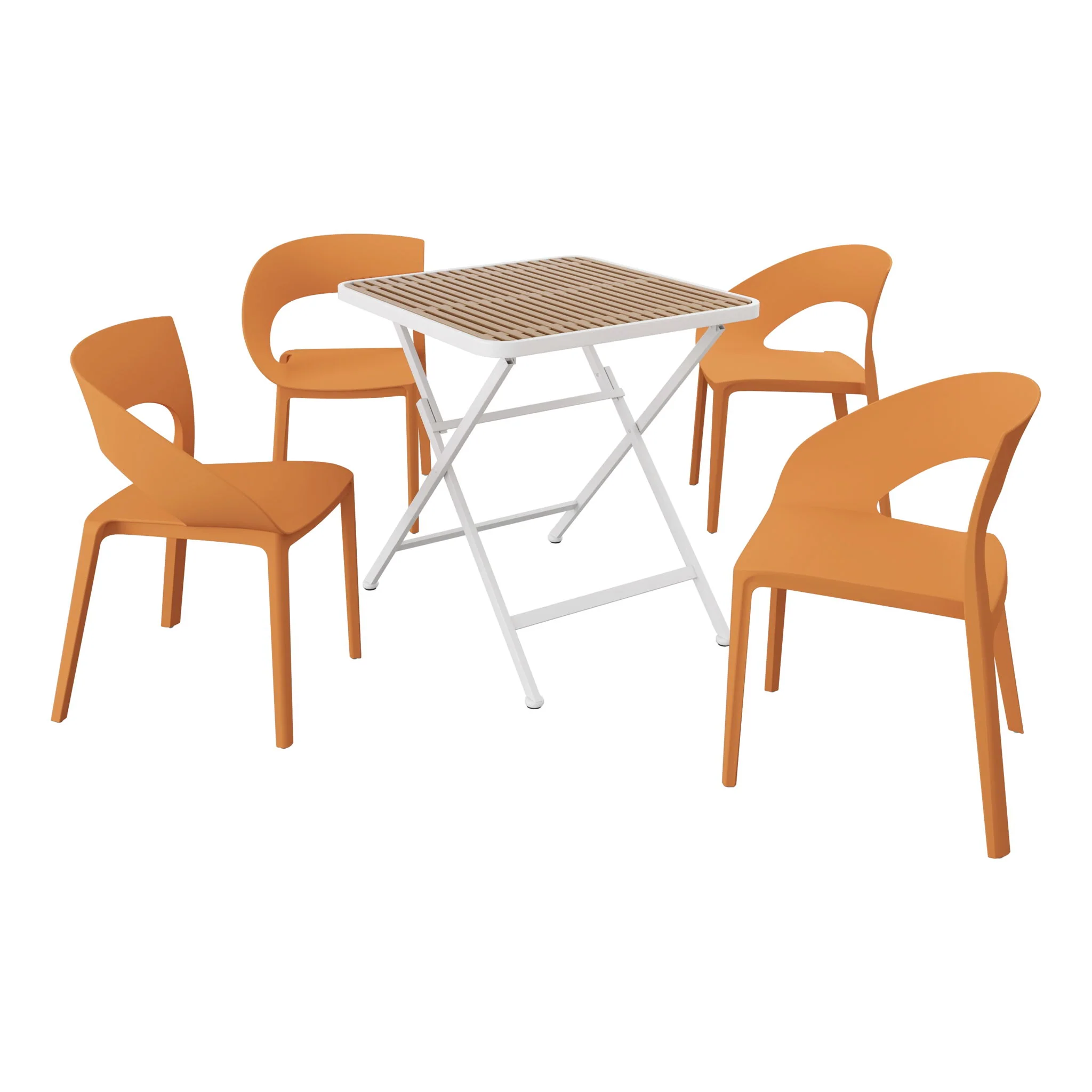 4 Piece Set Of Modern Designed Single Chairs With Folding Square Table - Image 15