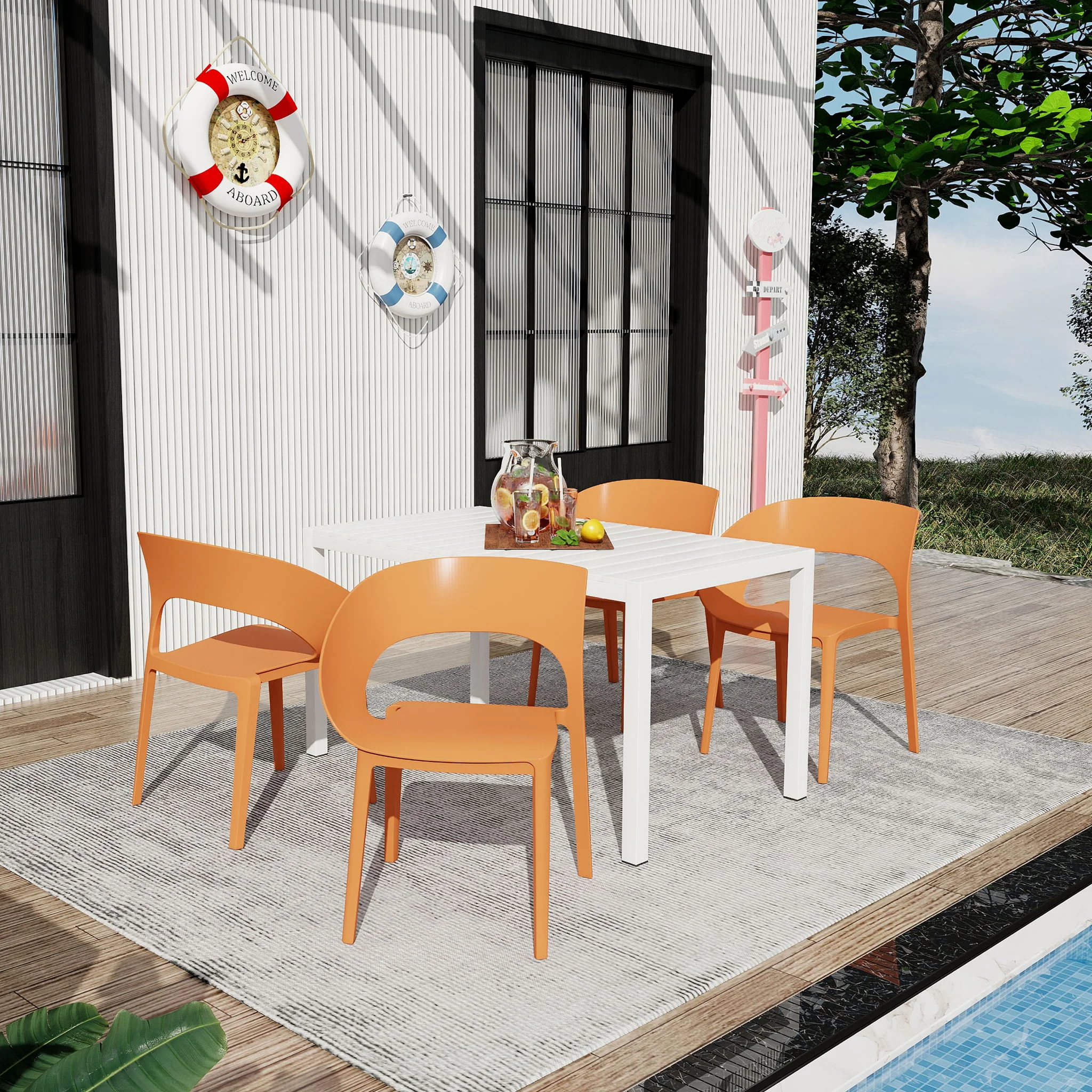 4 Piece Set Of Modern Designed Single Chairs With Long Table - Image 11