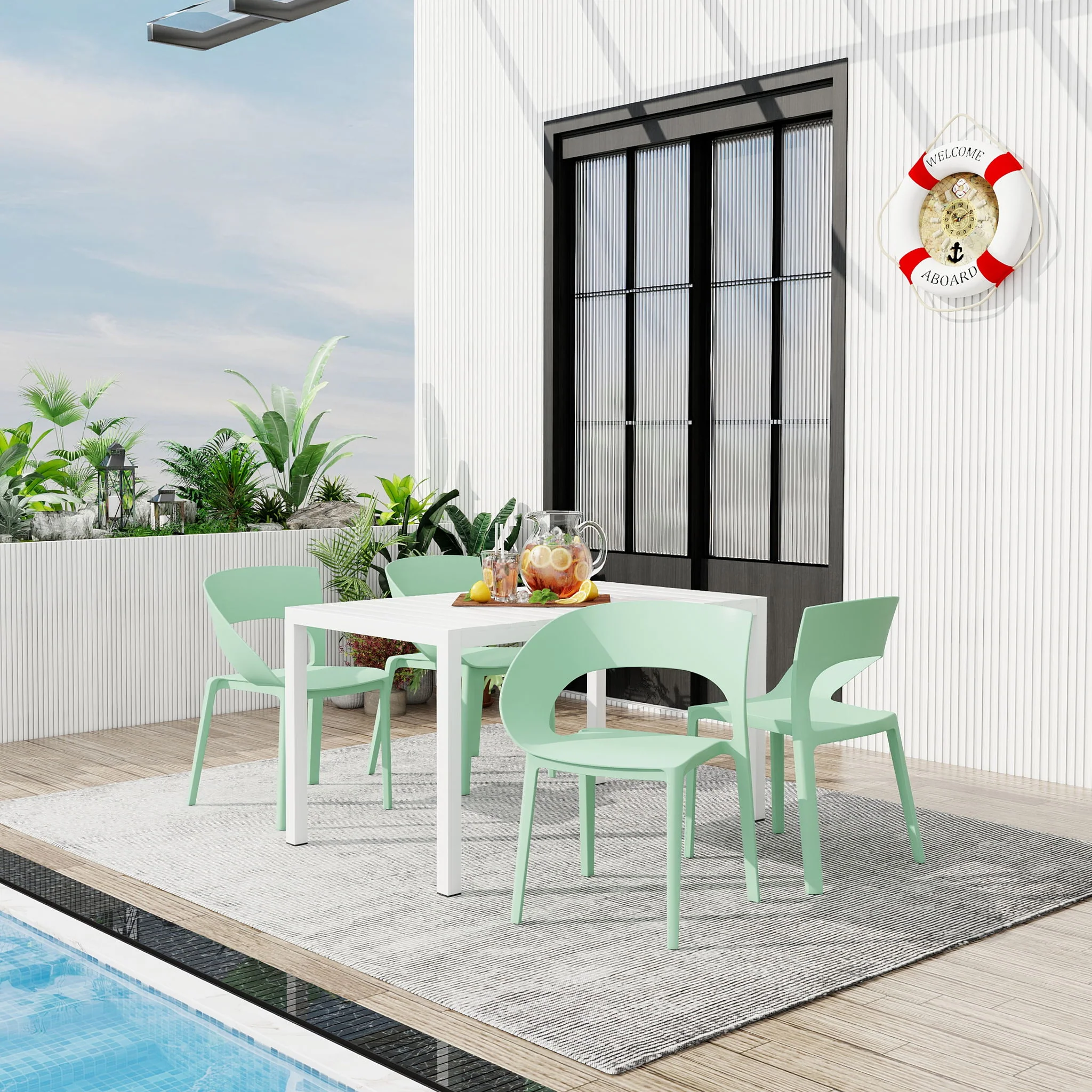 4 Piece Set Of Modern Designed Single Chairs With Long Table - Image 17