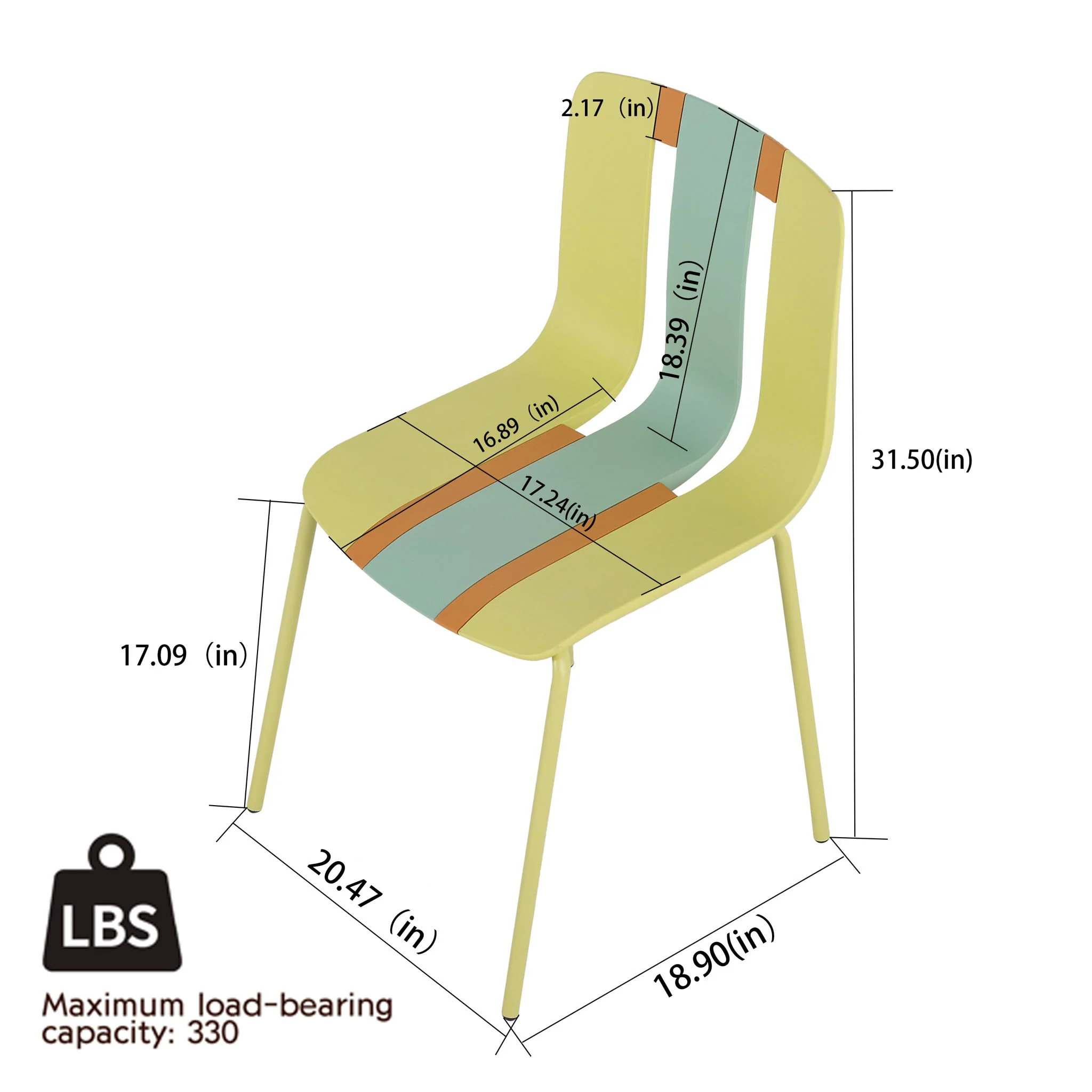 4 Piece Set Of Modern Striped Color Blocking Single Chairs With Round Table - Image 8