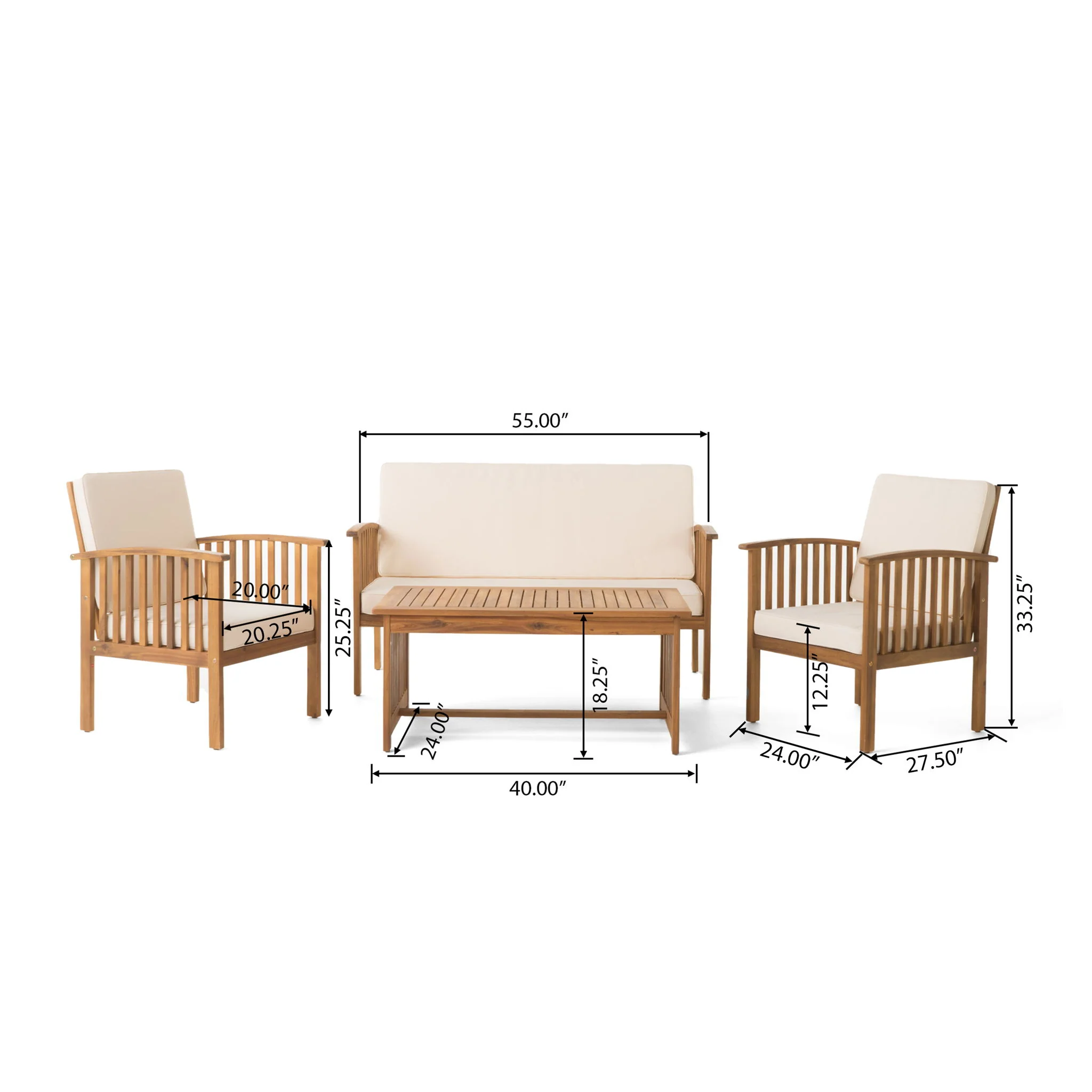 4 Piece Set Outdoor Chat Set With Water Resistant Cushions - Image 10