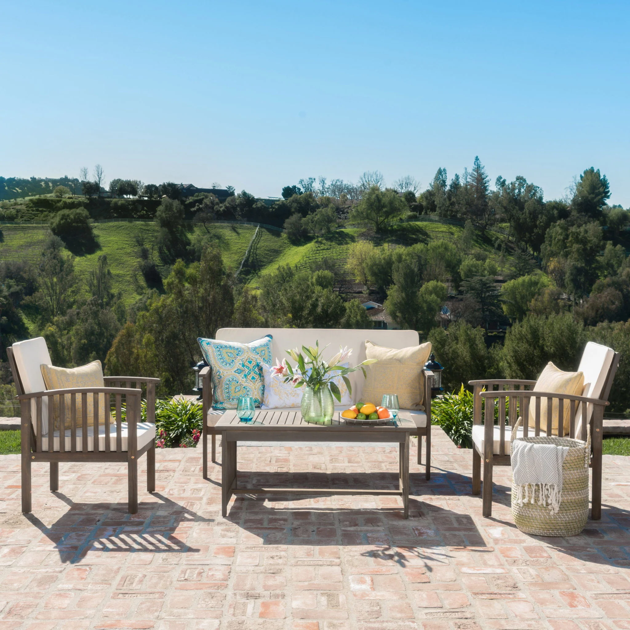 4 Piece Set Outdoor Chat Set With Water Resistant Cushions - Image 6