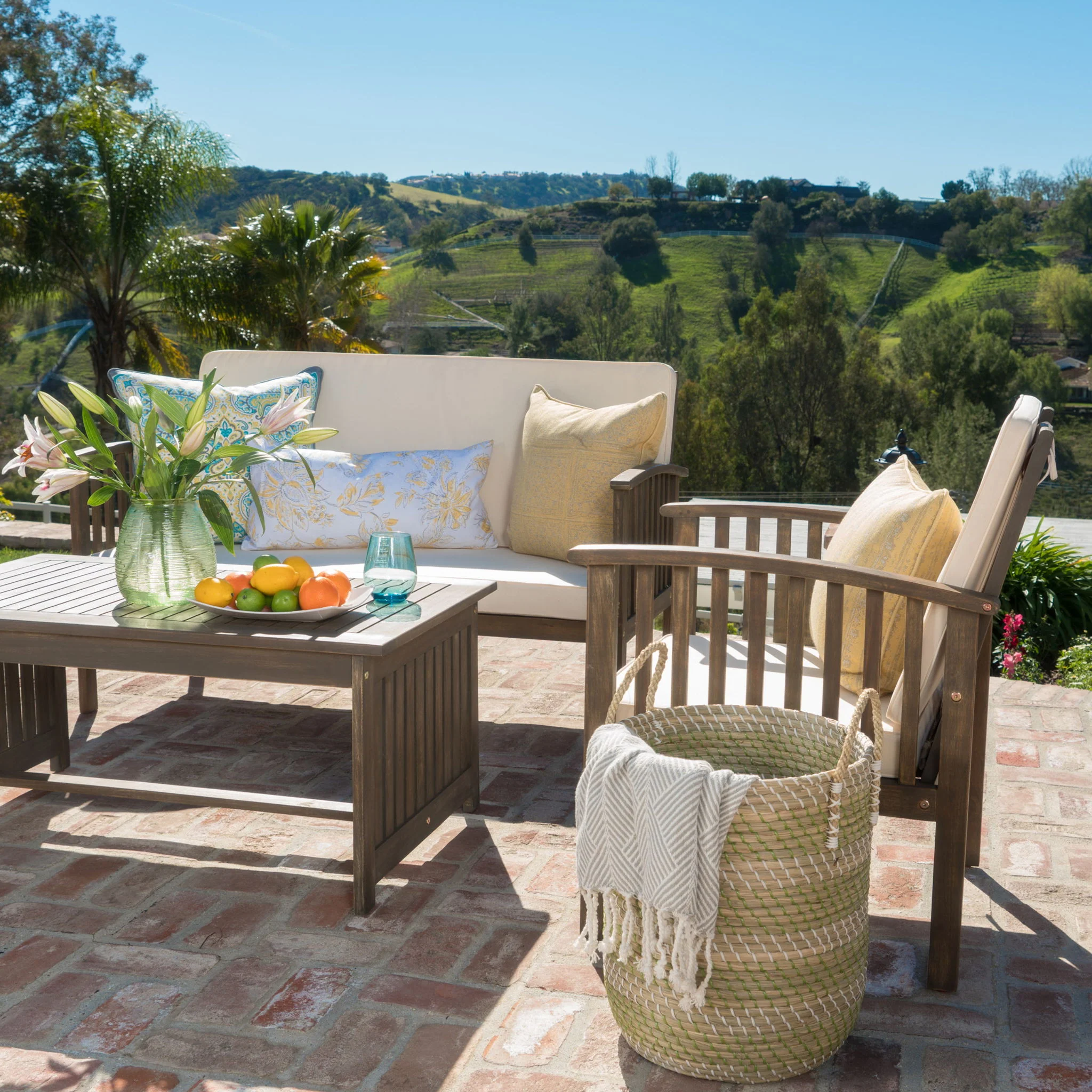 4 Piece Set Outdoor Chat Set With Water Resistant Cushions - Image 9