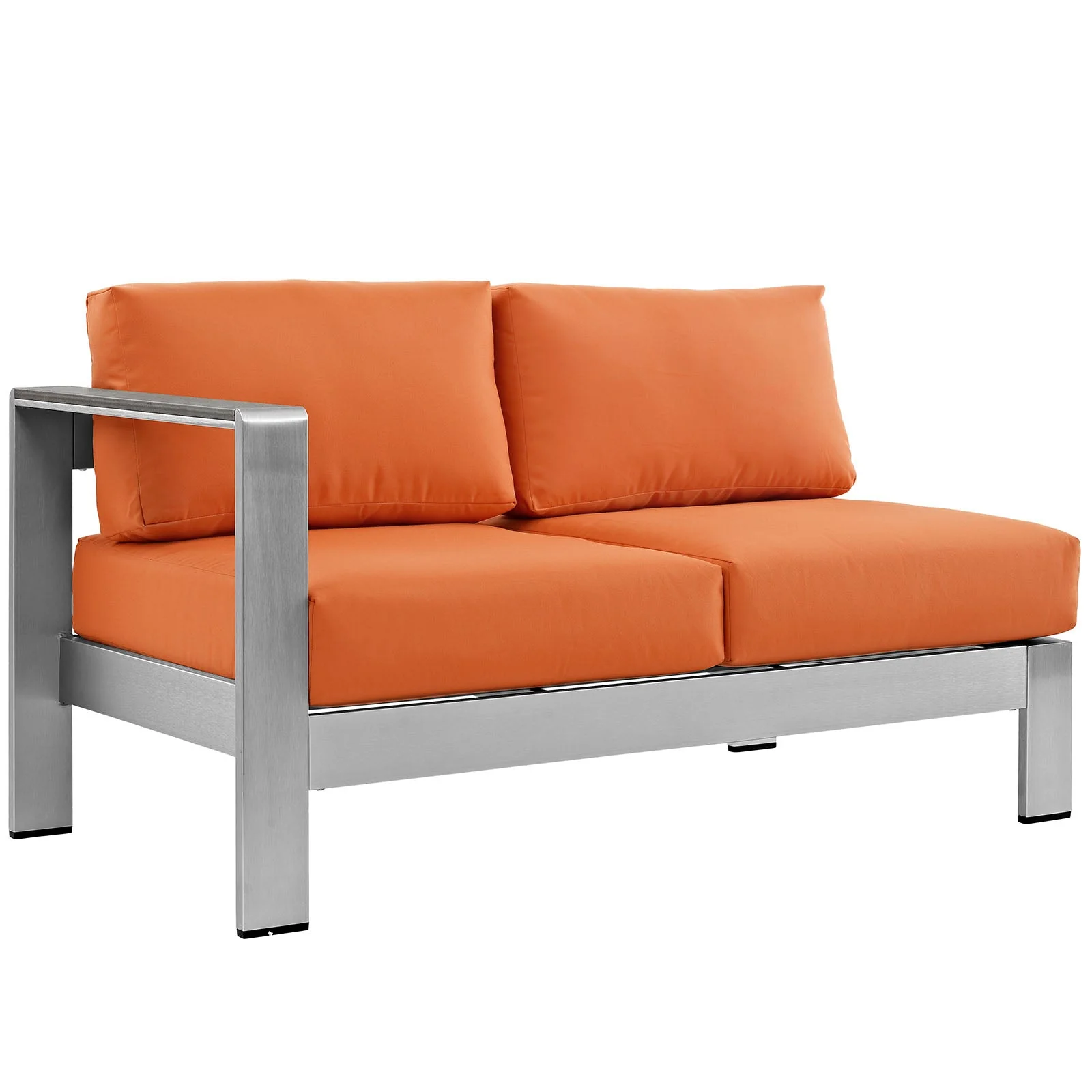 4-Piece Silver Orange Aluminum Outdoor Patio Sectional Sofa Set - Image 2