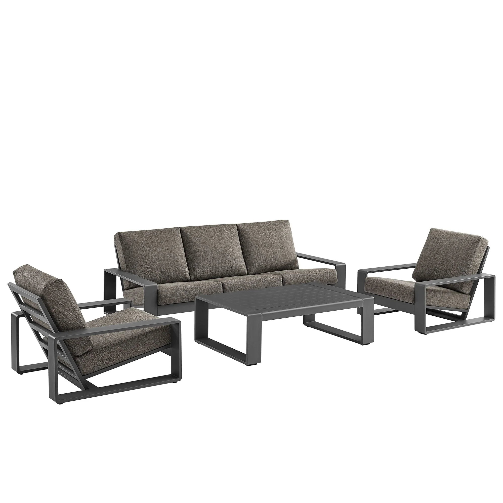 4-Piece Smoke Outdoor Patio Aluminum Furniture Set - Image 2