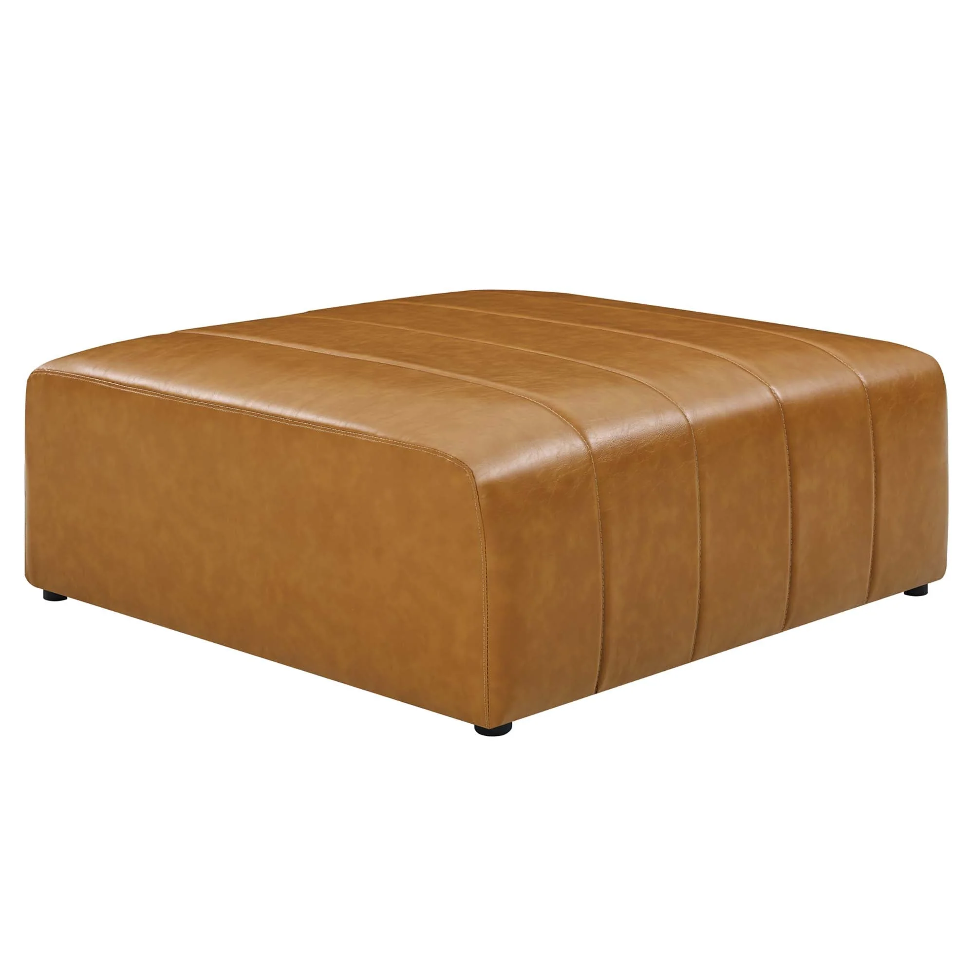 4-Piece Vegan Leather Channel Tufted Sectional Sofa 166 Inch in Tan - Image 5