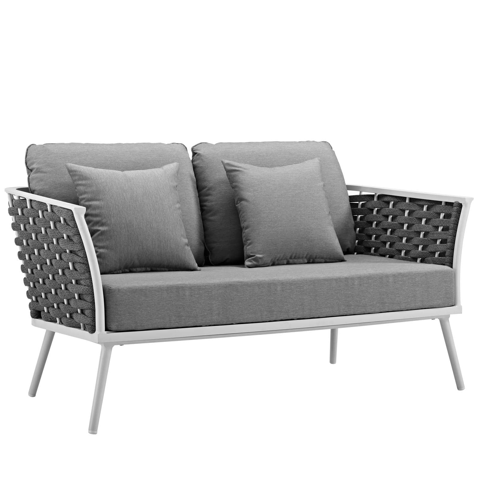 4-Piece White Gray Aluminum Rope Patio Sectional Set - Image 3