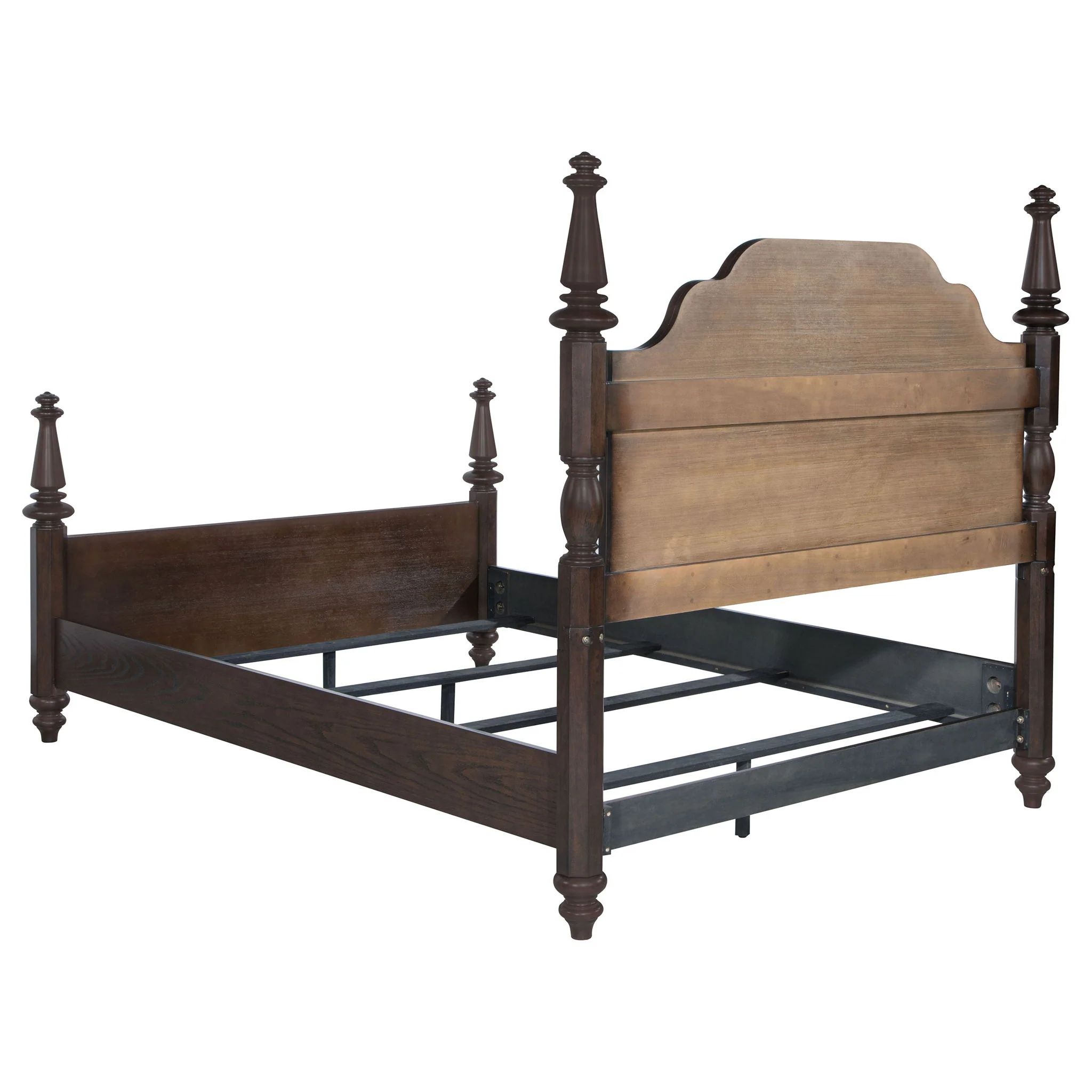 4 Poster California King Bed With Serpentine Headboard - Dark Oak - Image 6