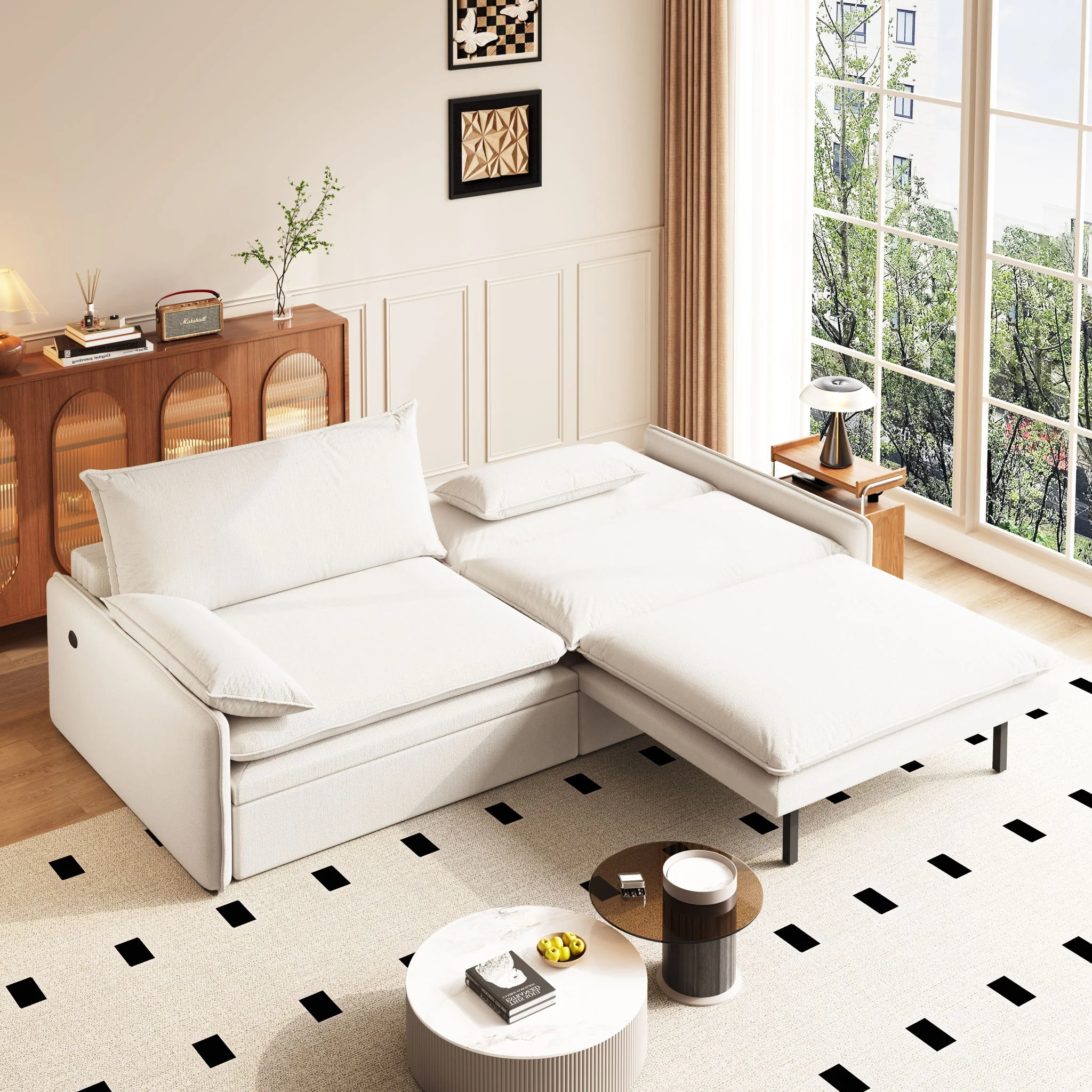 4 Seat Convertible Sleeper Sofa Bed, Modern With Storage - Image 7