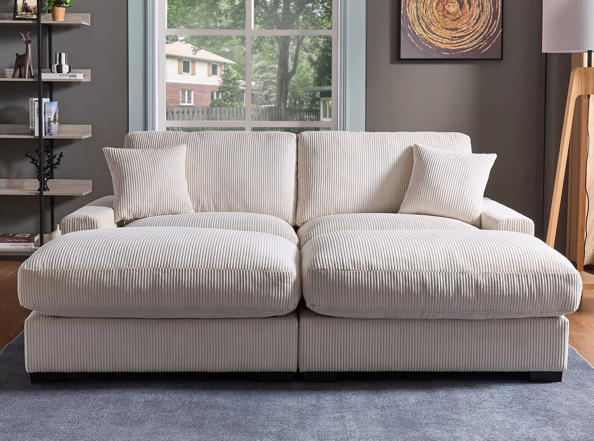 4 Seater Oversized Sectional Sofa With 2 Ottoman And 2 Pillows - Image 3
