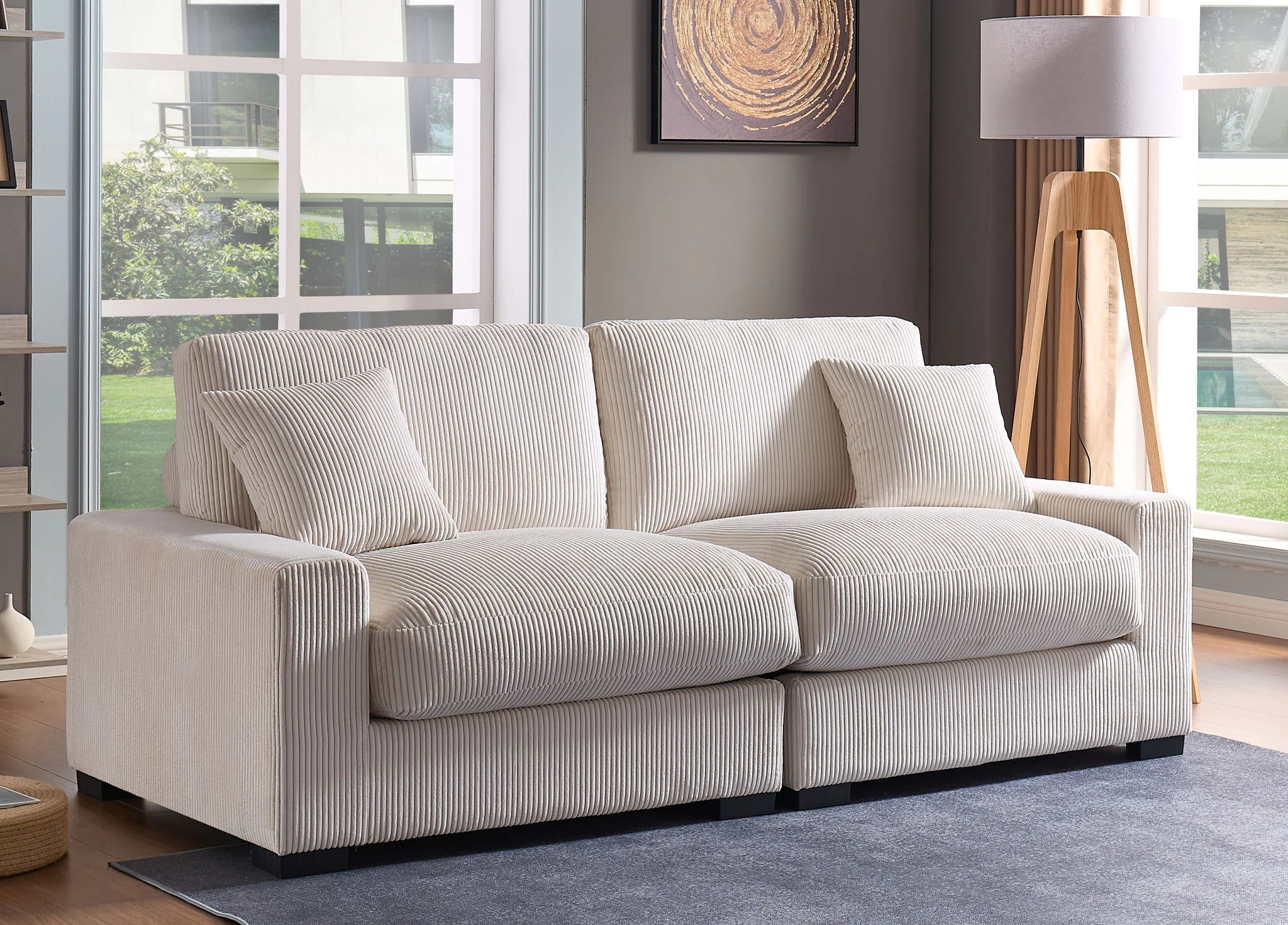 4 Seater Oversized Sectional Sofa With 2 Ottoman And 2 Pillows - Image 7