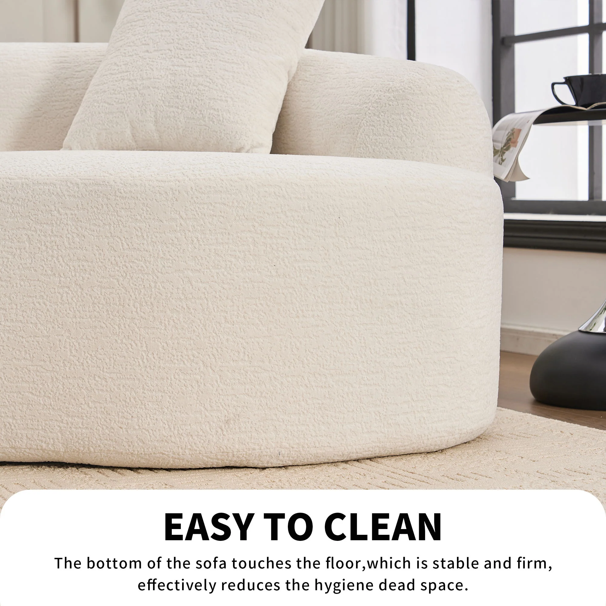 4 Seater Sofa With Fabric, 30D, 60 Hardness Full Sponge, 4 Pillow For Living Room, Home Furniture Sleeper Sectional Sofa For Apartment - Image 38