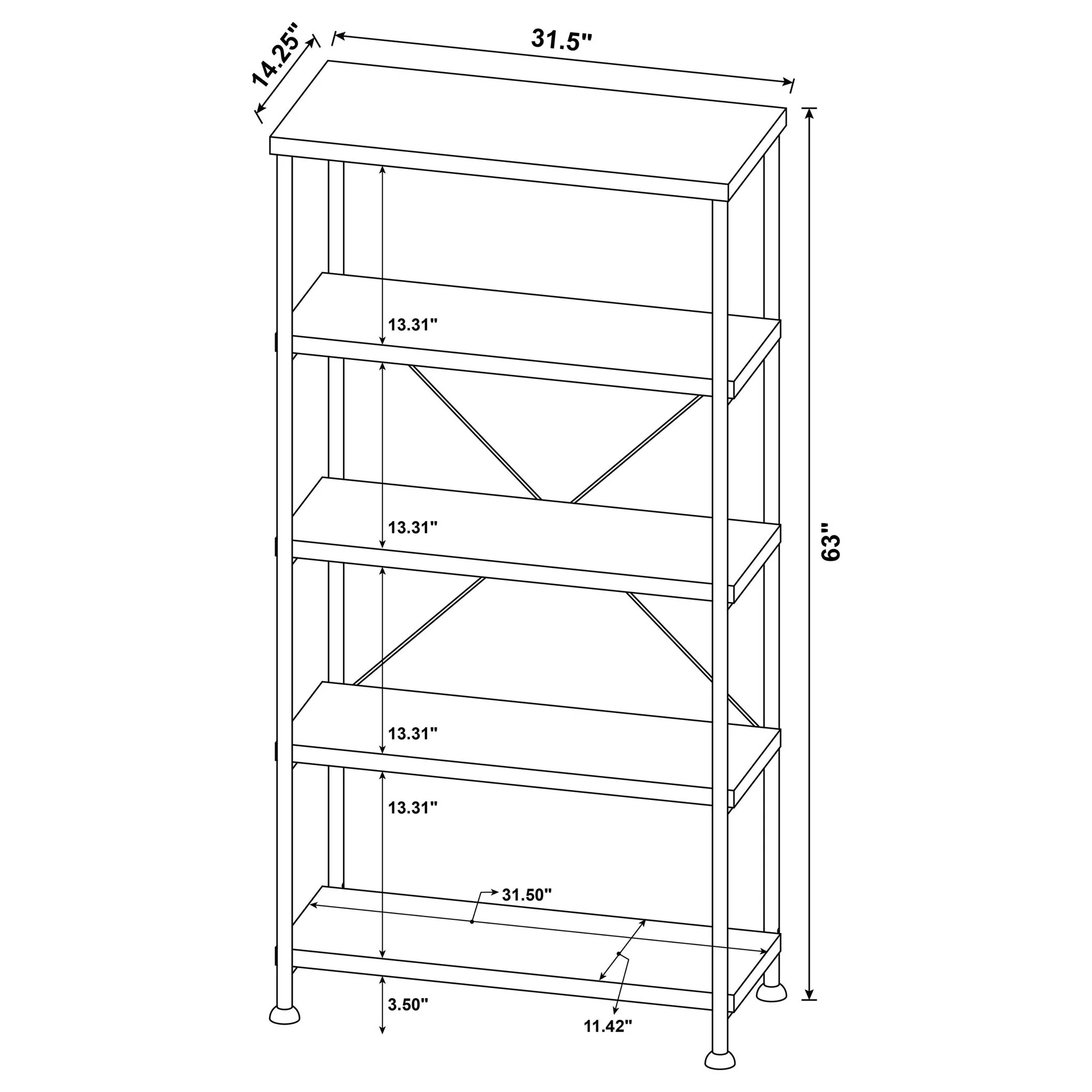 4 Shelf Bookcase - Image 13