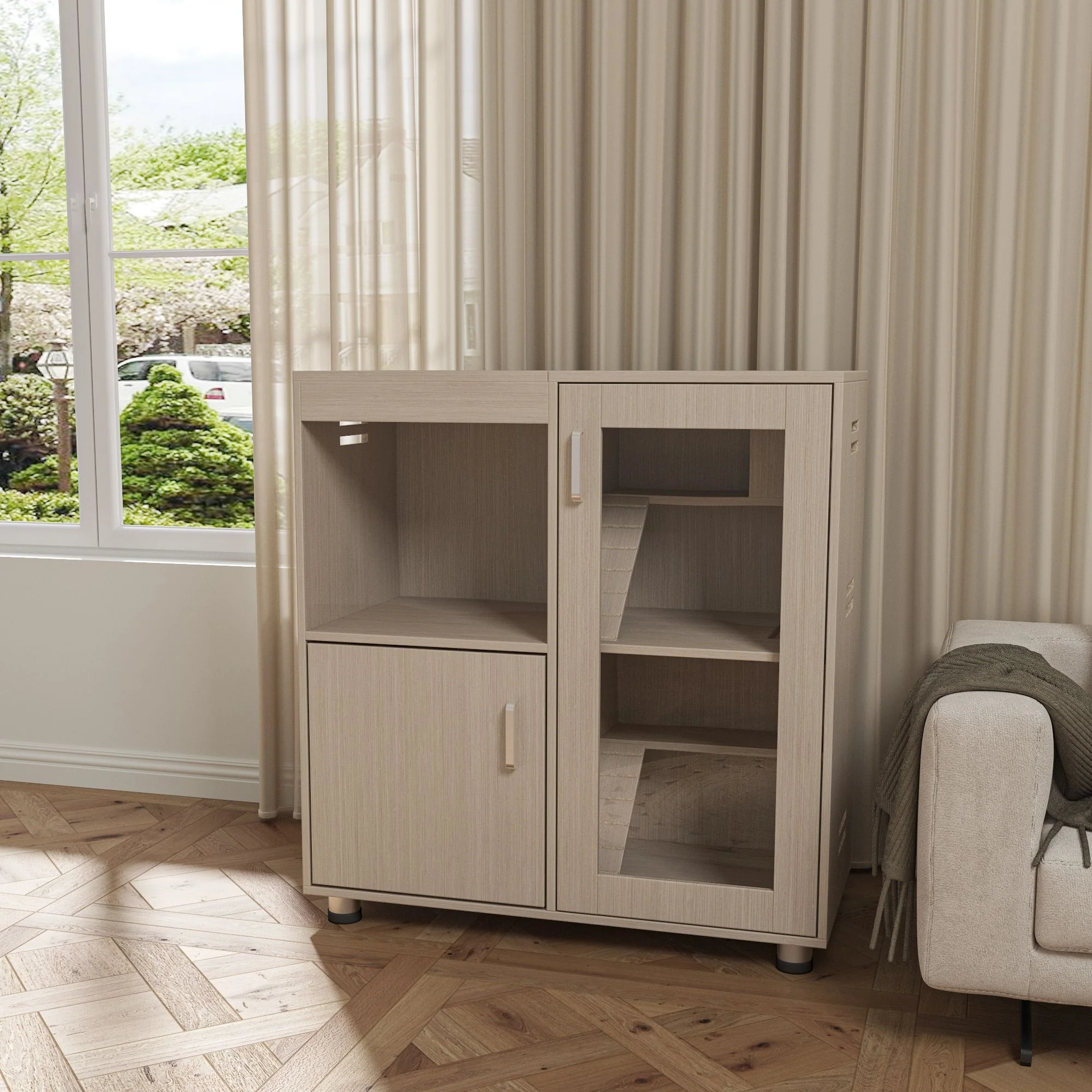 4 Tier Hamster Cage With Acrylic Windows And Storage Cabinet - Image 4