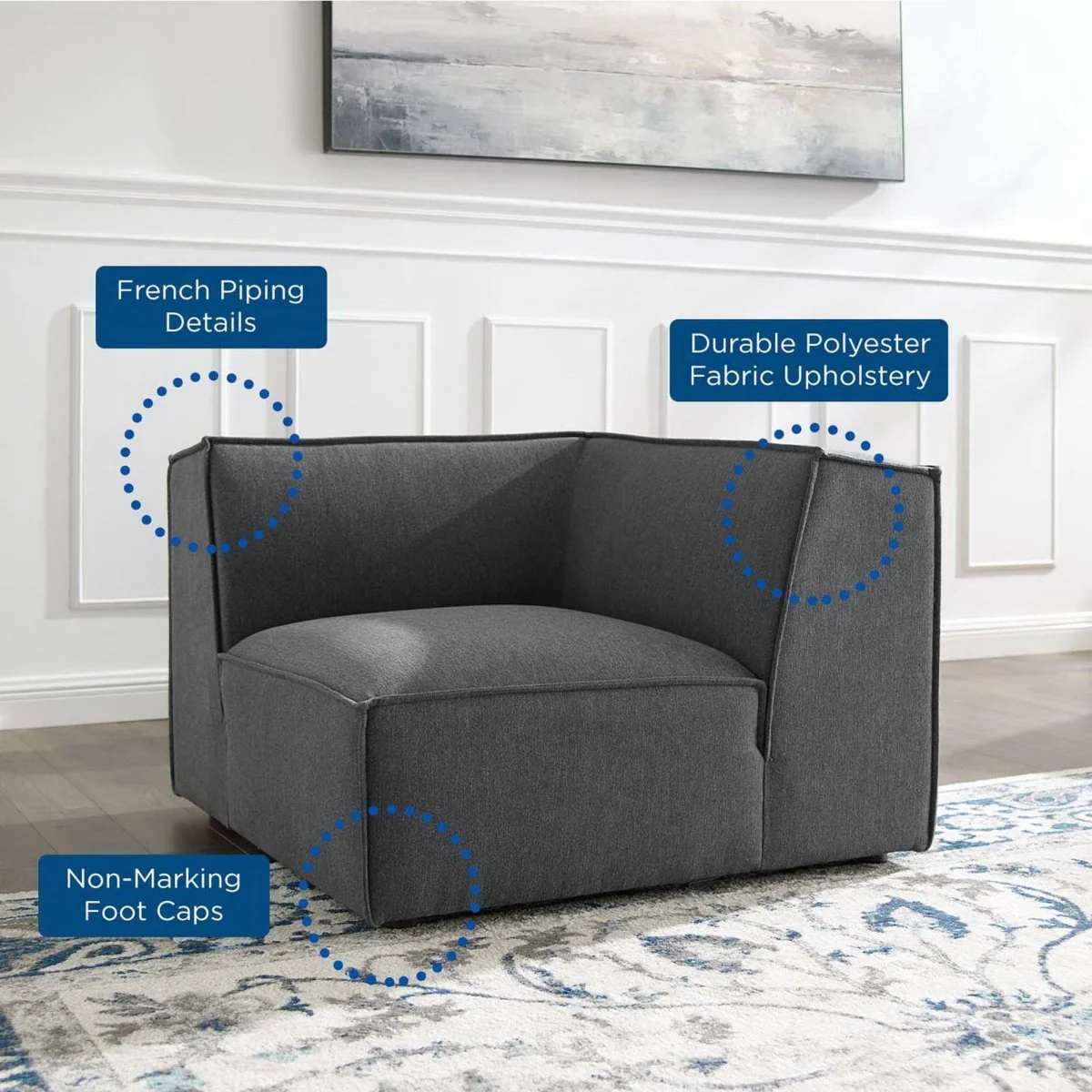 40.5 Inch Restore Upholstered Fabric Sectional Sofa Corner Chair - Image 2