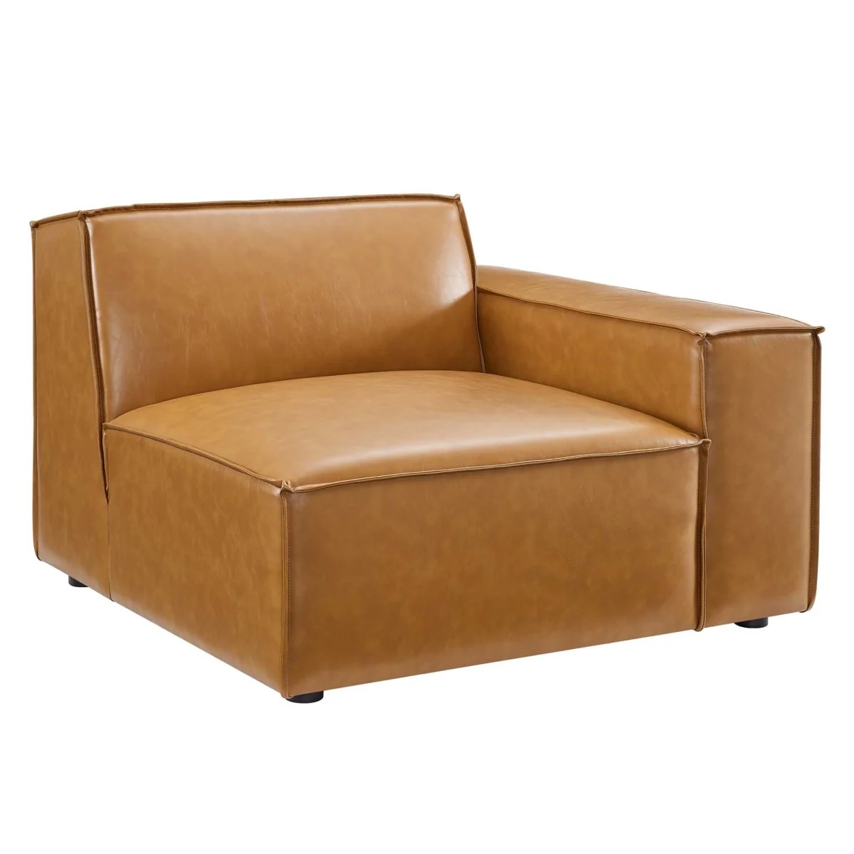 40.5 Inch Vegan Leather 4-Piece Sofa in Tan - Image 4