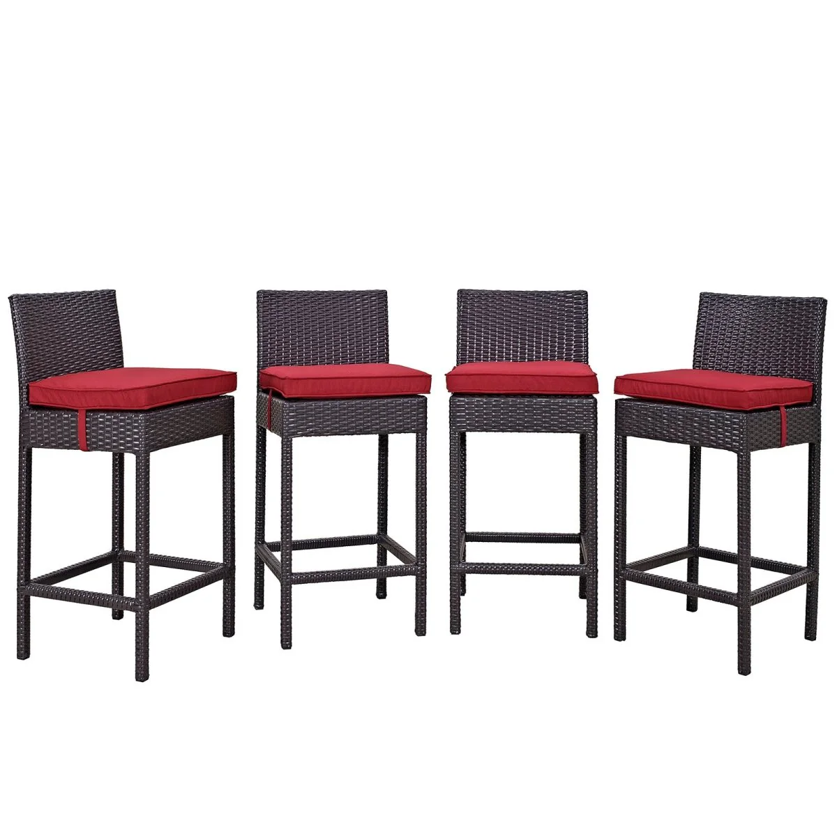 40" Espresso Wicker Rattan 4-Piece Outdoor Patio Pub Set with Cushioned Seating - Image 3