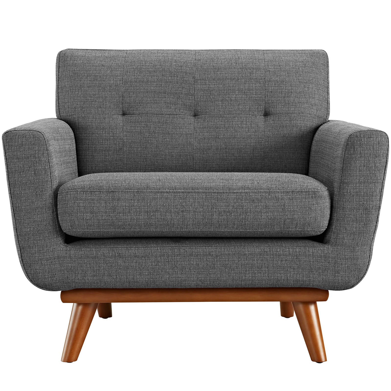 40 Inch Mid-Century Modern Upholstered Fabric Accent Armchair with Cherry Finish Legs - Image 4