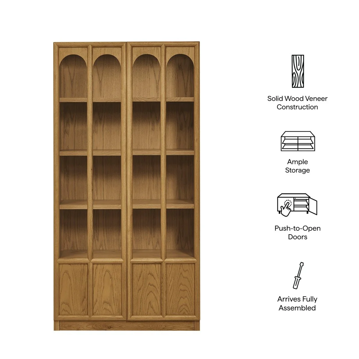 40" Tall Arched Solid Wood and Glass Display Cabinet - Image 9