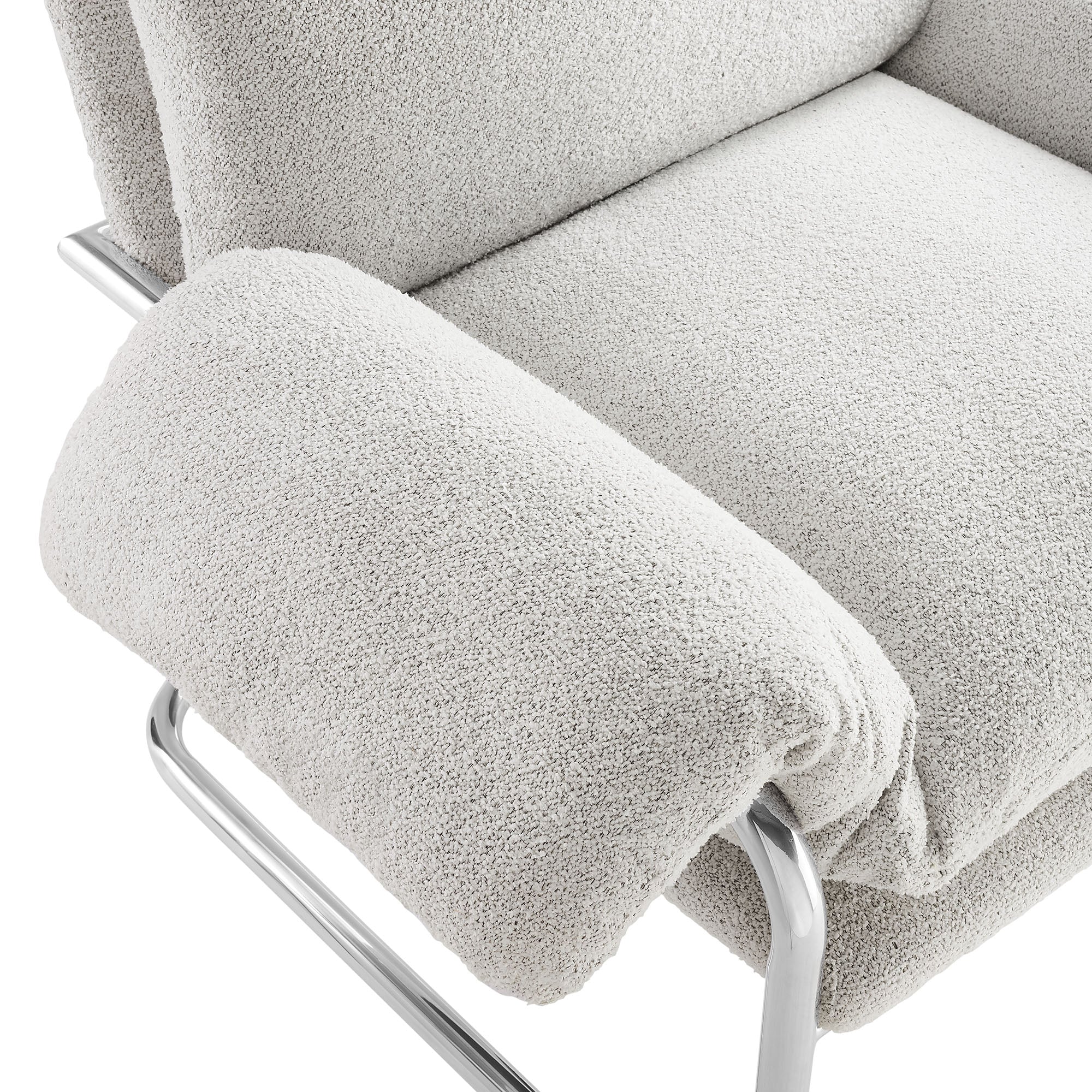41 Inch Boucle Fabric Accent Chair with Stainless Steel Cantilever Frame - Image 6