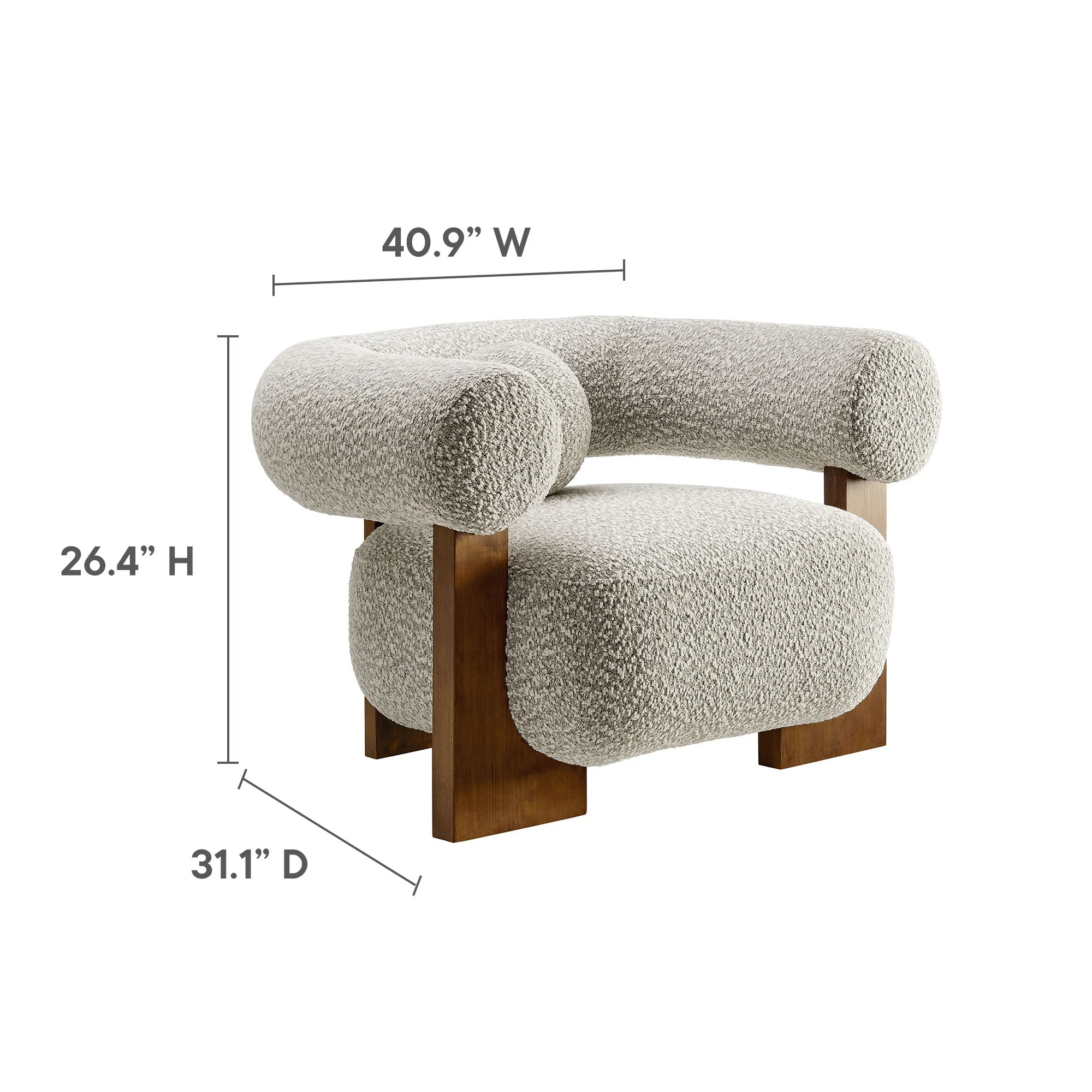 41 Inch Oversized Boucle Fabric Chair with U-Shaped Back - Image 3