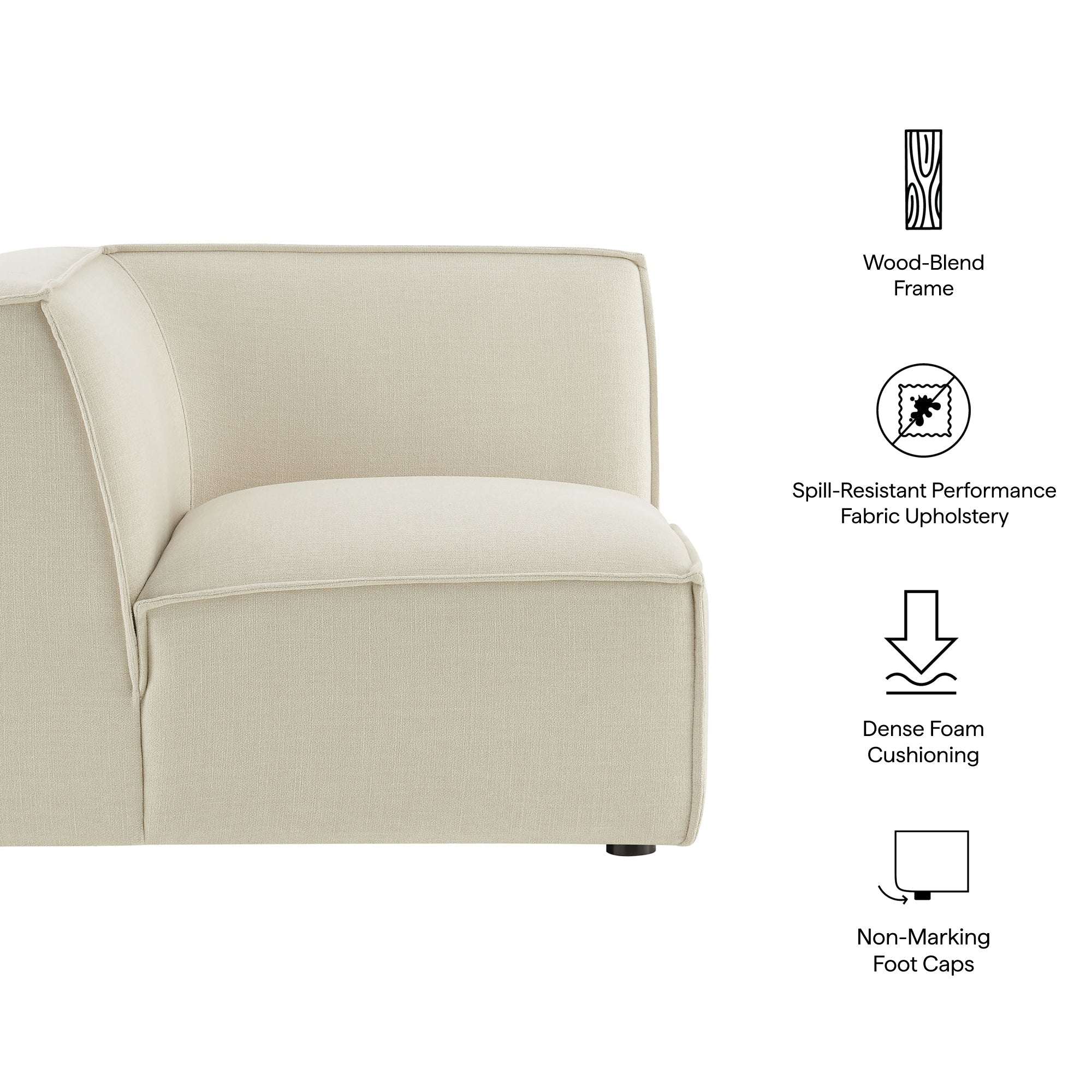 41 Inch Performance Fabric Corner Modular Sectional Armchair - Image 2