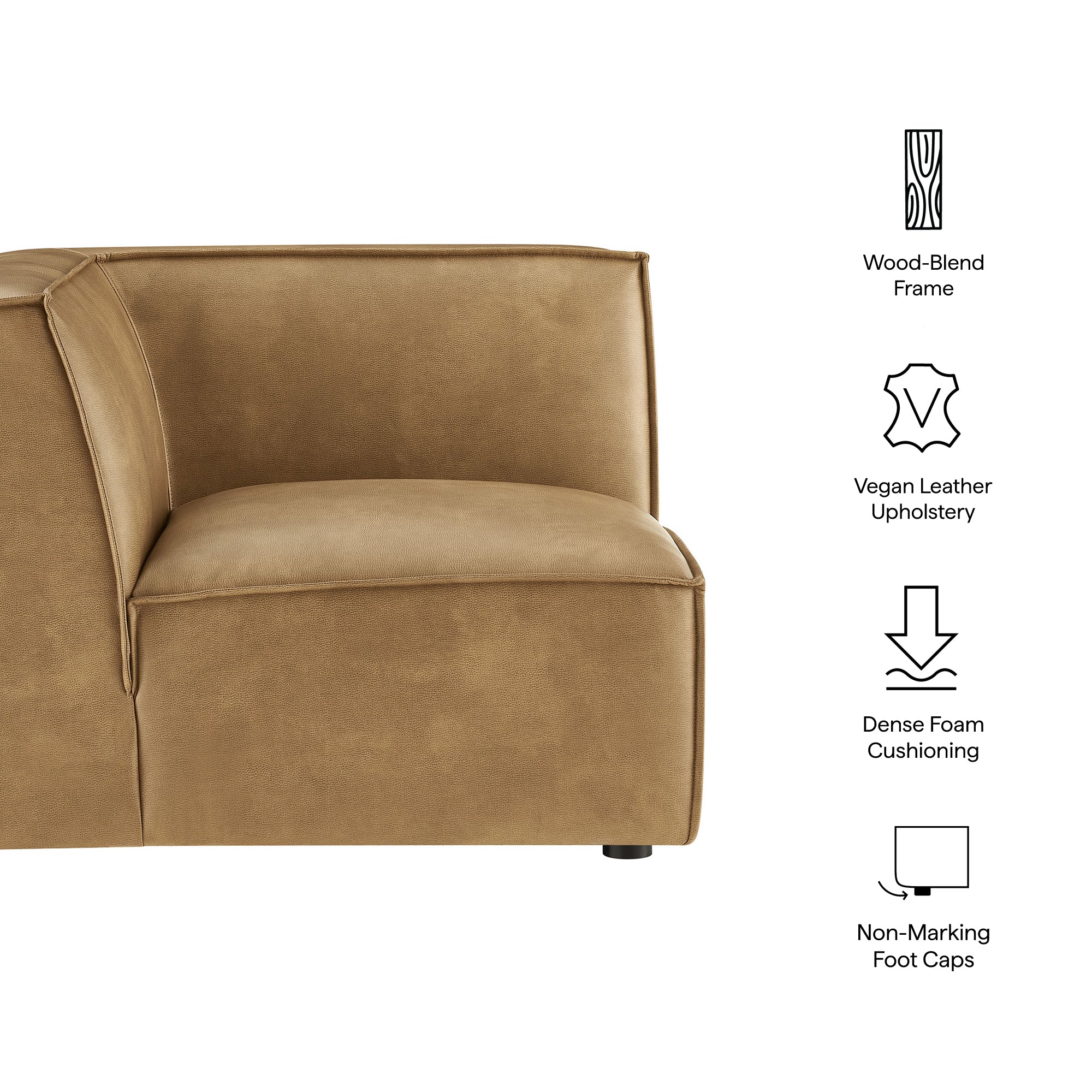 41 Inch Vegan Leather Corner Modular Sectional Armchair - Image 2