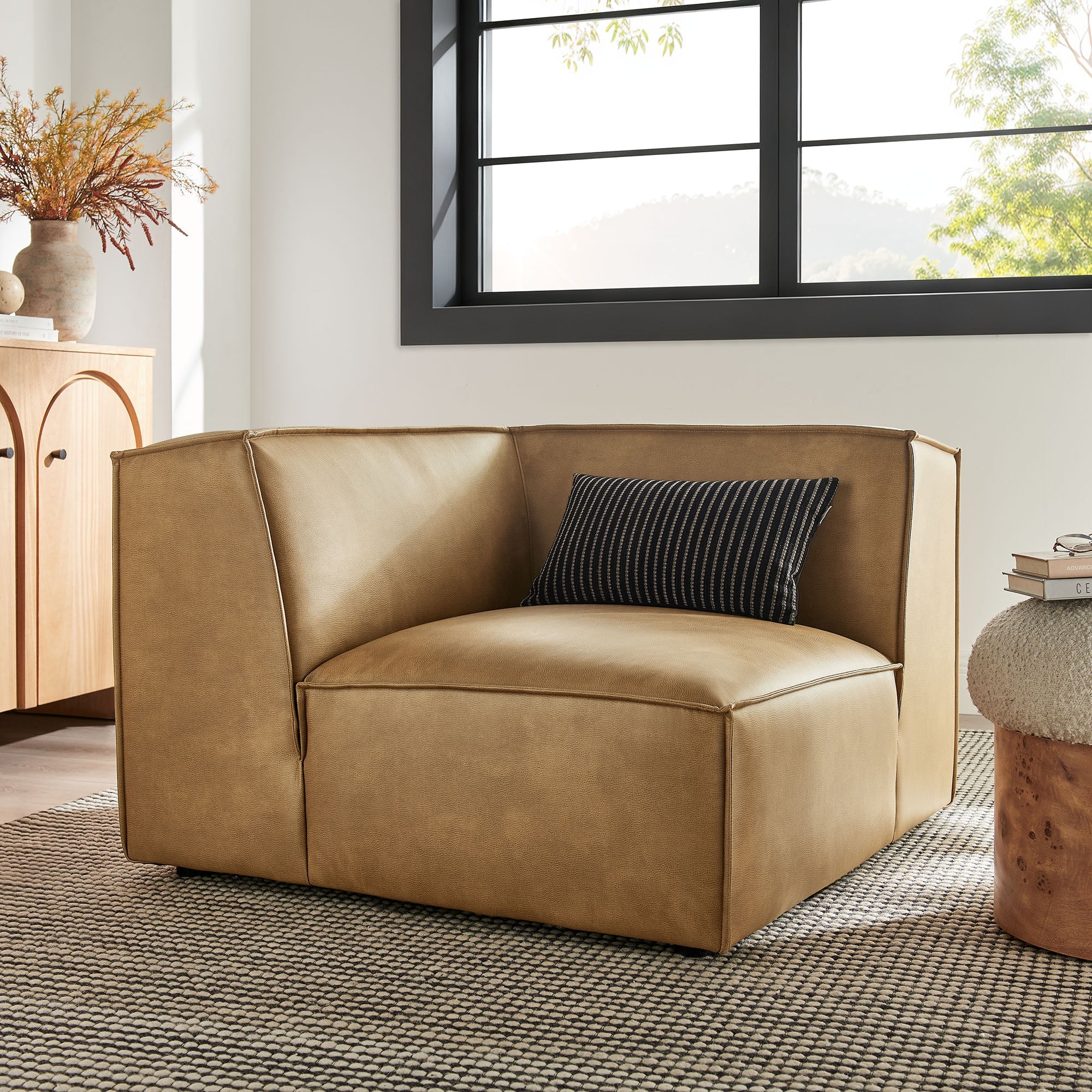 41 Inch Vegan Leather Corner Modular Sectional Armchair - Image 7