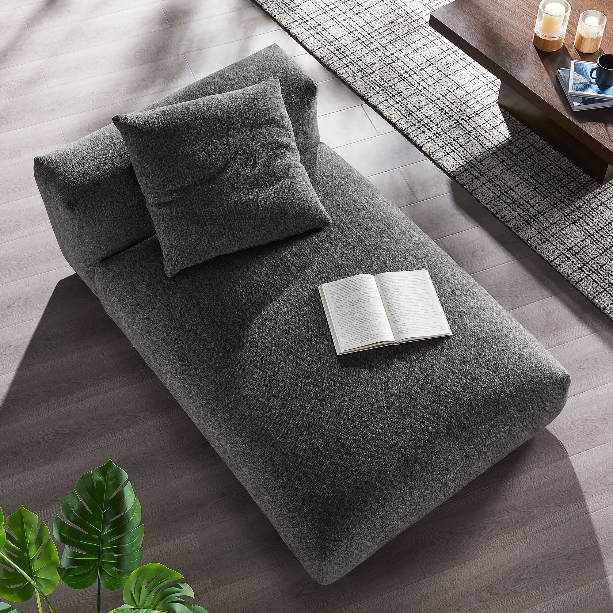 41 Inch Woven Fabric Modular Armless Chaise Lounge - Image 7