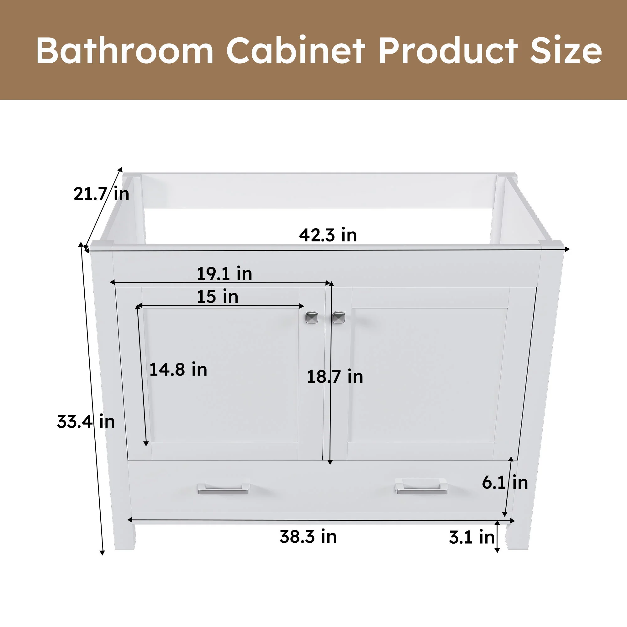 42" Bathroom Vanity Base With Doors And Drawer - White - Image 2