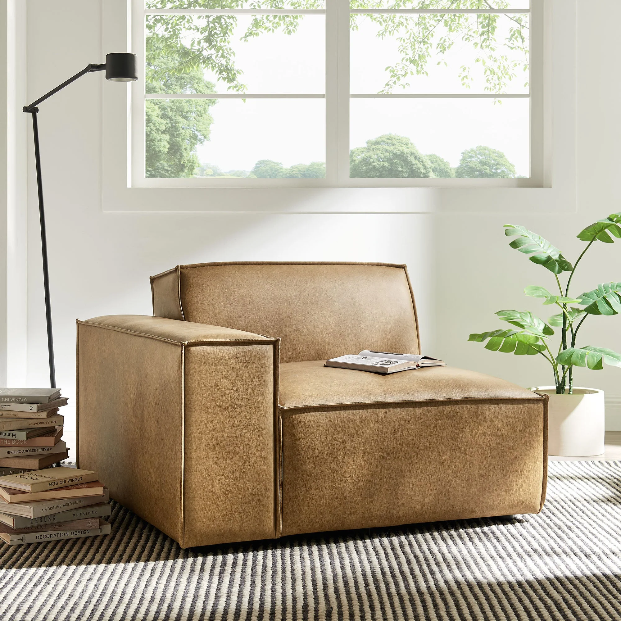 42 Inch Left-Facing Vegan Leather Modular Sectional Armchair - Image 7