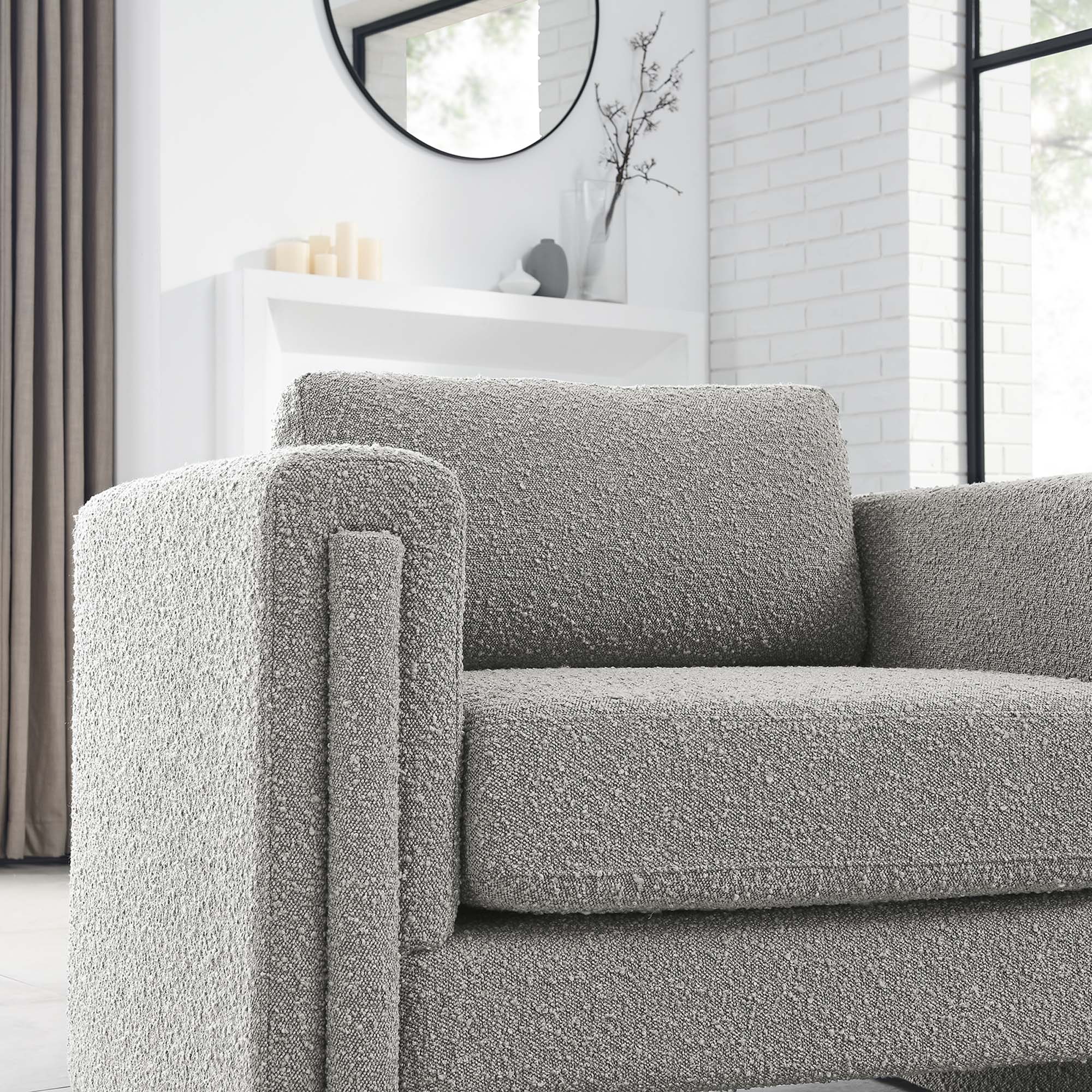 42 Inch Modern Boucle Fabric Accent Armchair with Pocket Coil Springs and Removable Cushions - Image 18
