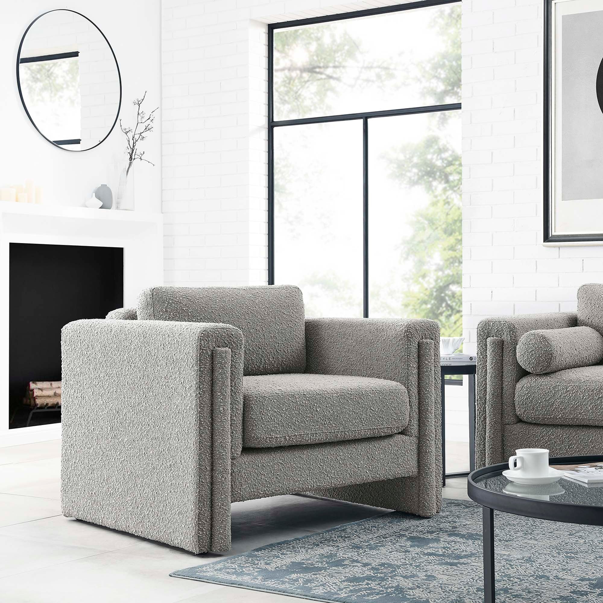 42 Inch Modern Boucle Fabric Accent Armchair with Pocket Coil Springs and Removable Cushions - Image 21
