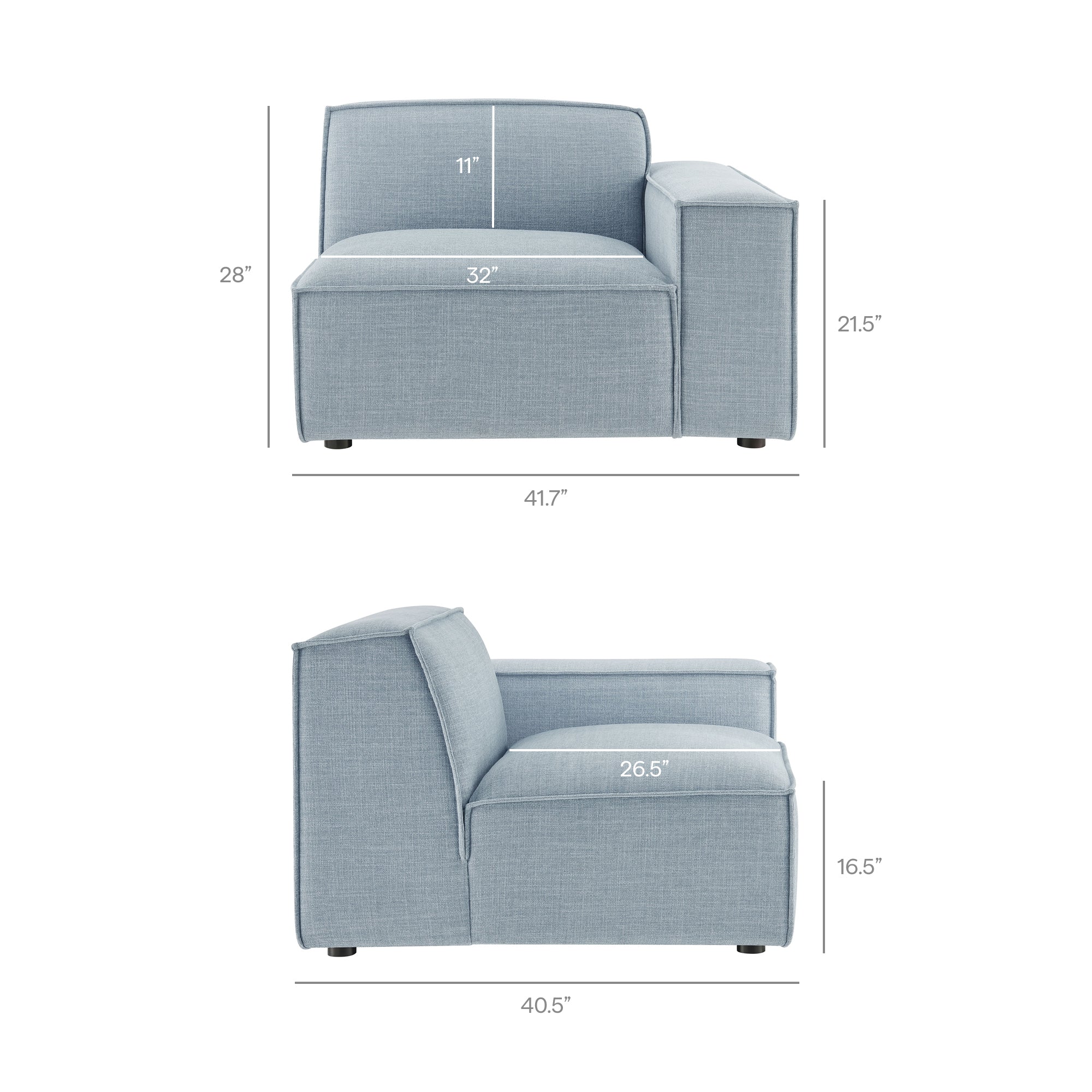 42 Inch Performance Fabric Right-Facing Modular Sectional Armchair - Image 17