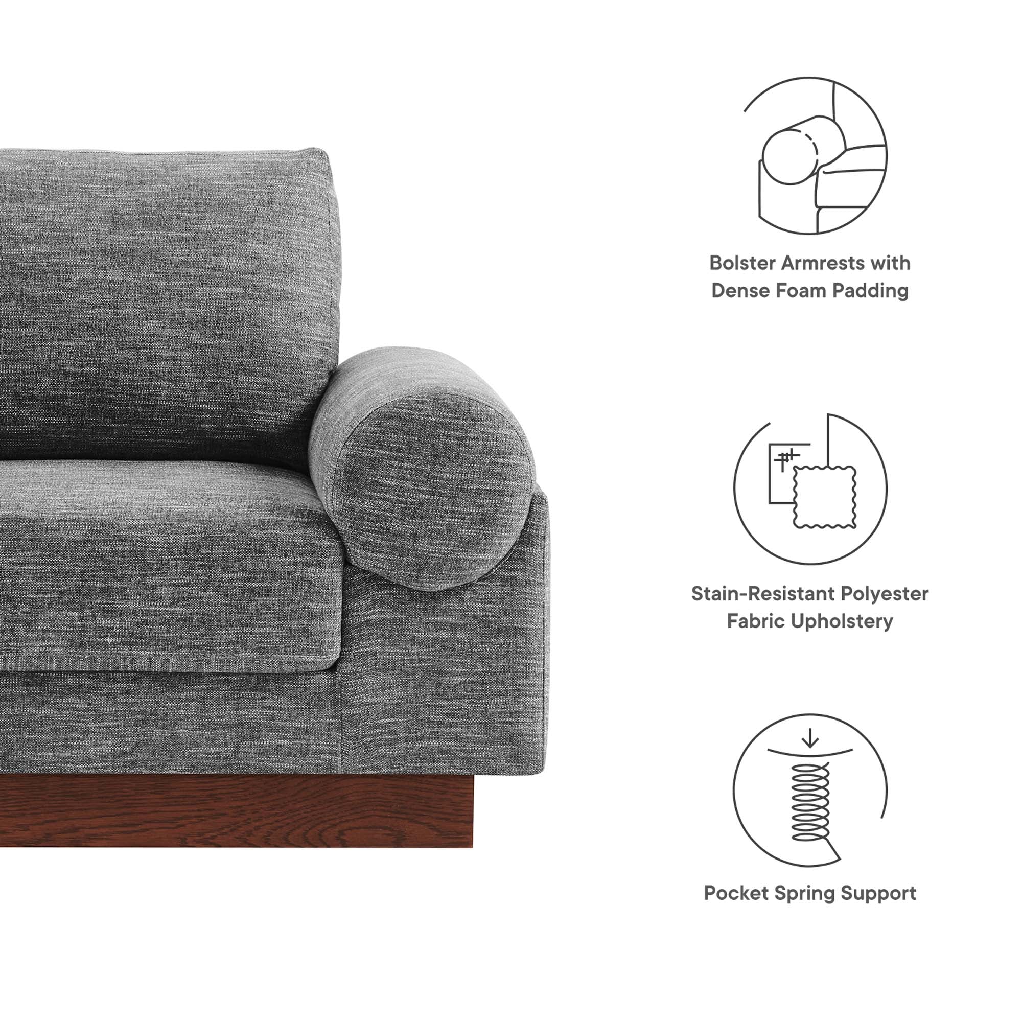 42 Inch Polyester Fabric Armchair - Image 9