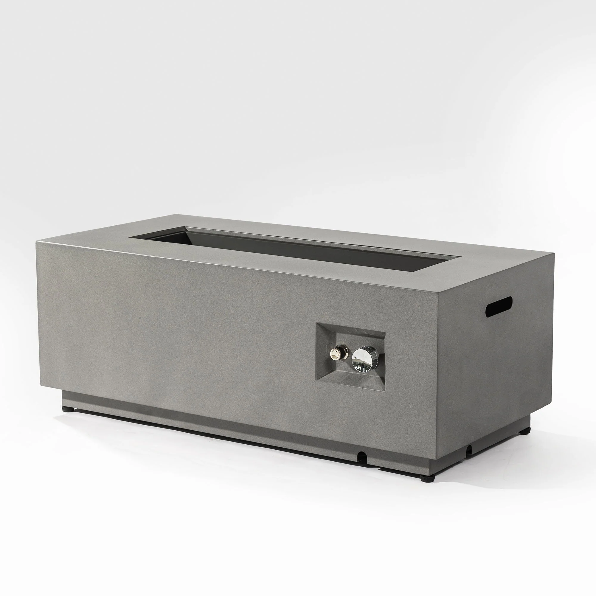 Propane Gas Fire Pit Table, 50000 Btu Rectangular With Glass Wind Guard For Outside - Gray - Image 6