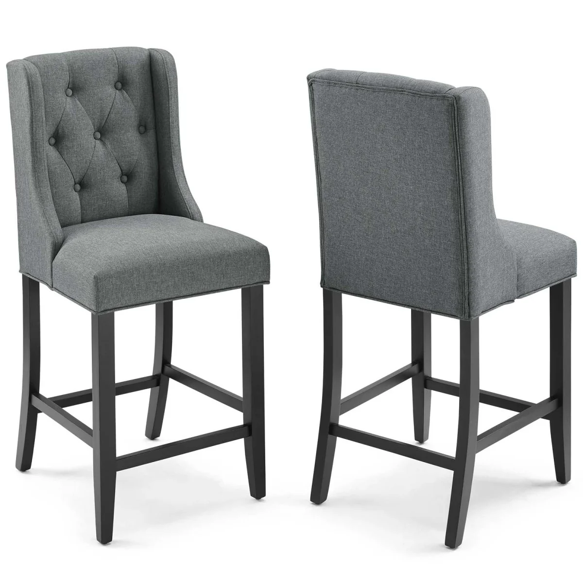 42" Tufted Fabric Counter Bar Stool Set of 2 — Comfortable Contemporary Seating for Kitchen - Image 15