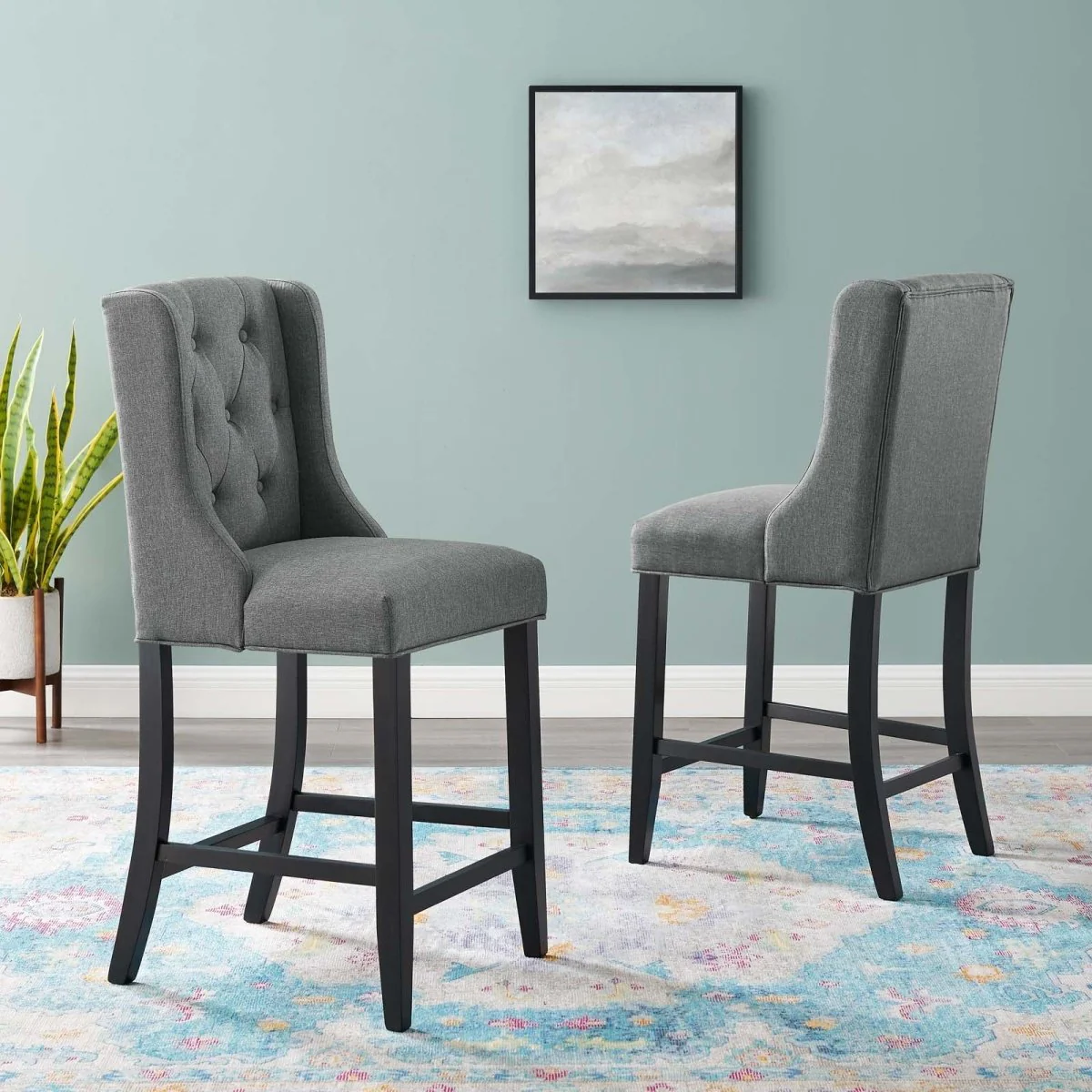42" Tufted Fabric Counter Bar Stool Set of 2 — Comfortable Contemporary Seating for Kitchen - Image 21