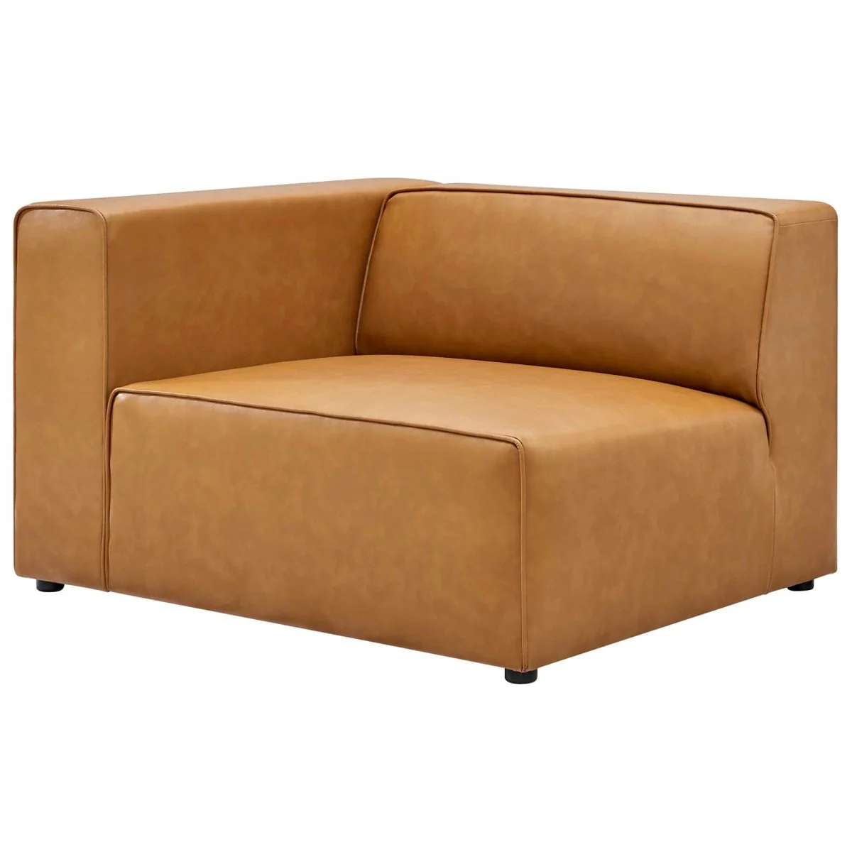 43.5 Inch Vegan Leather 4-Piece Sofa and 2 Ottomans Set in Tan - Image 3