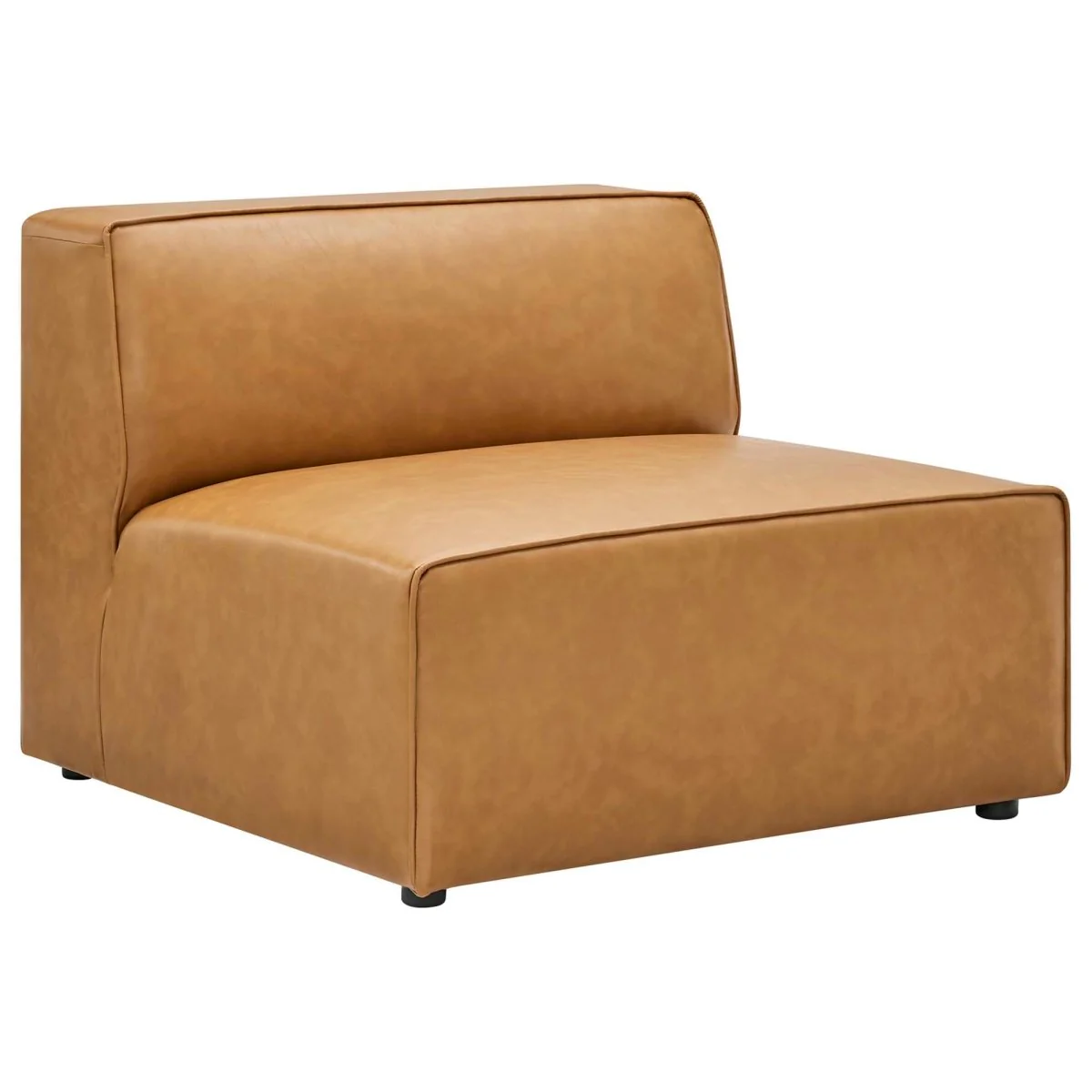 43.5 Inch Vegan Leather 4-Piece Sofa and 2 Ottomans Set in Tan - Image 4