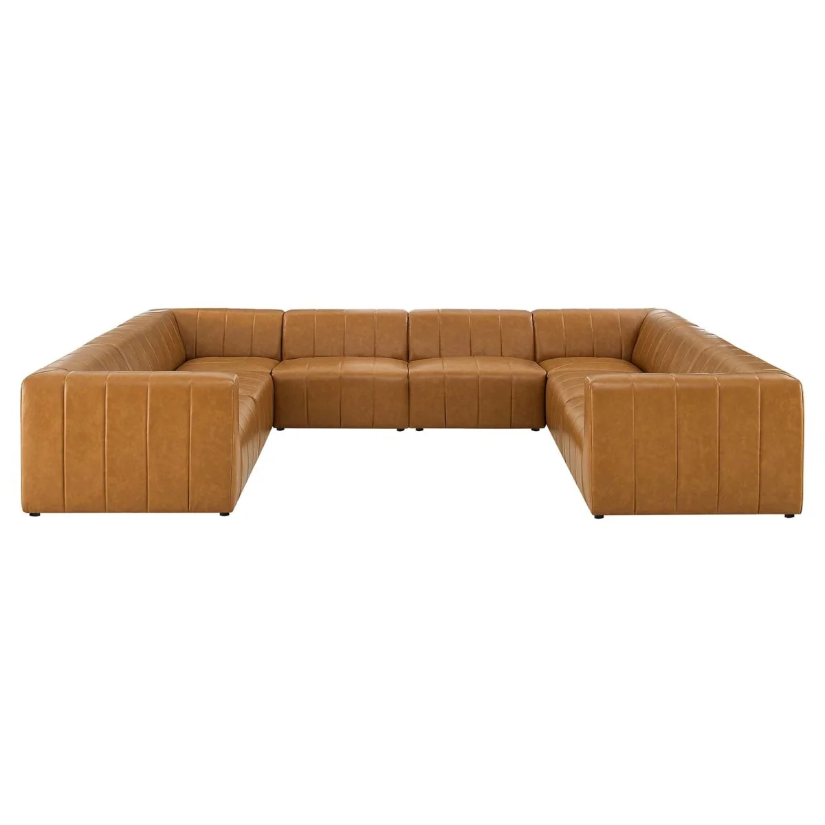 43.5 Inch Vegan Leather 8-Piece Sectional Sofa in Tan