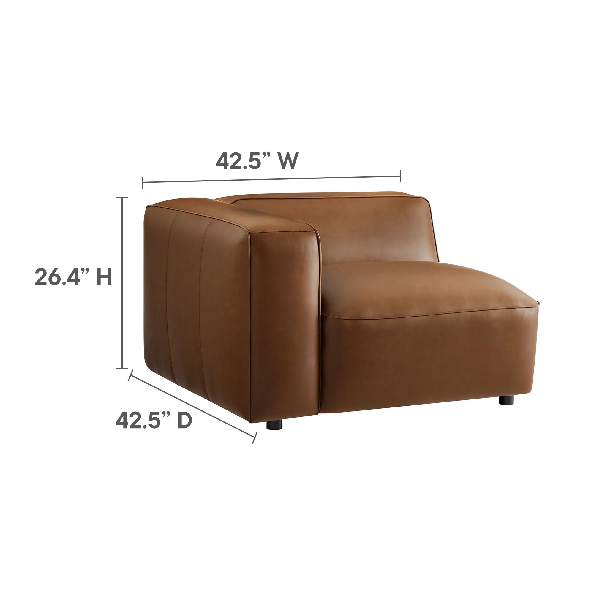 43 Inch Vegan Leather Left-Facing Modular Armchair - Image 11