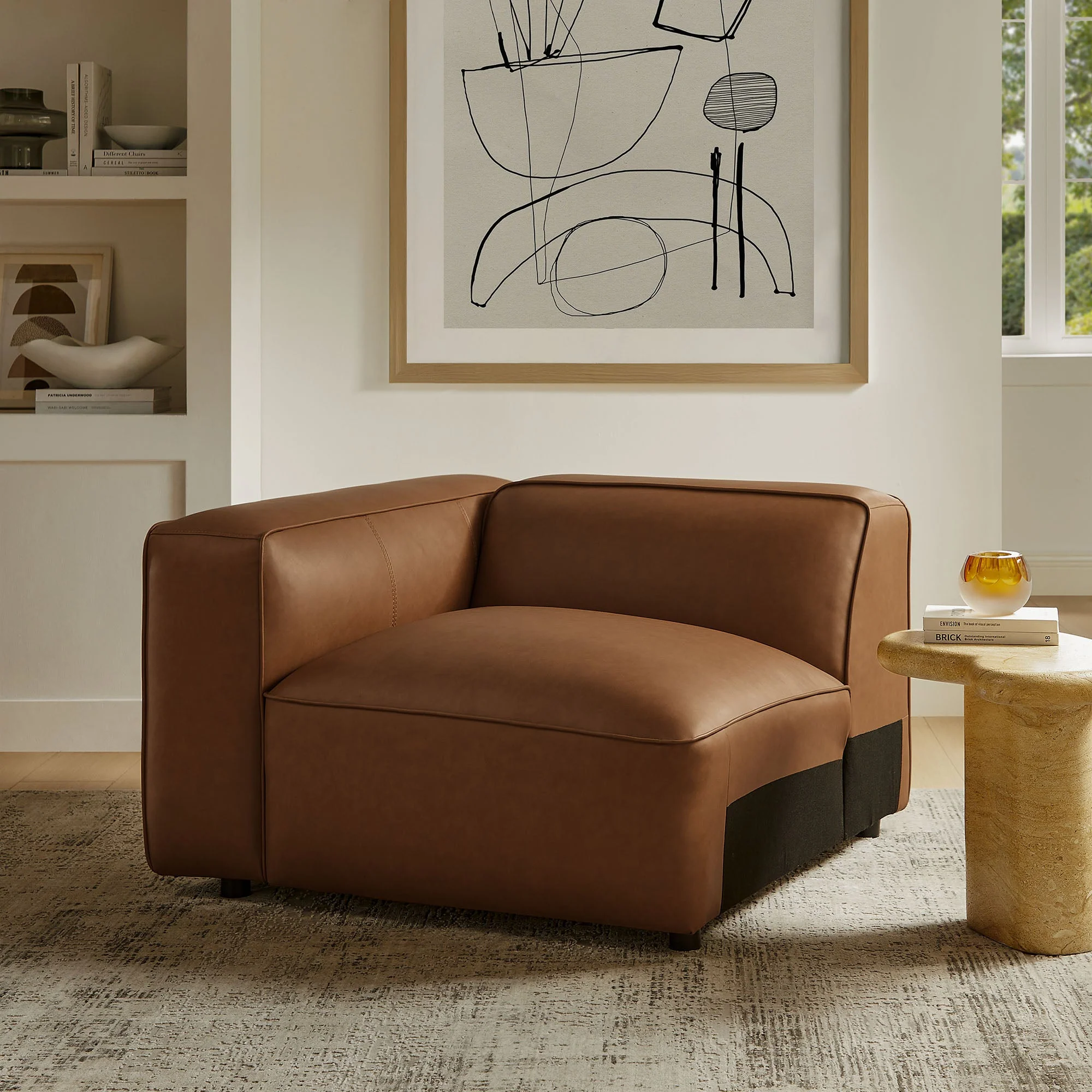 43 Inch Vegan Leather Left-Facing Modular Armchair - Image 16
