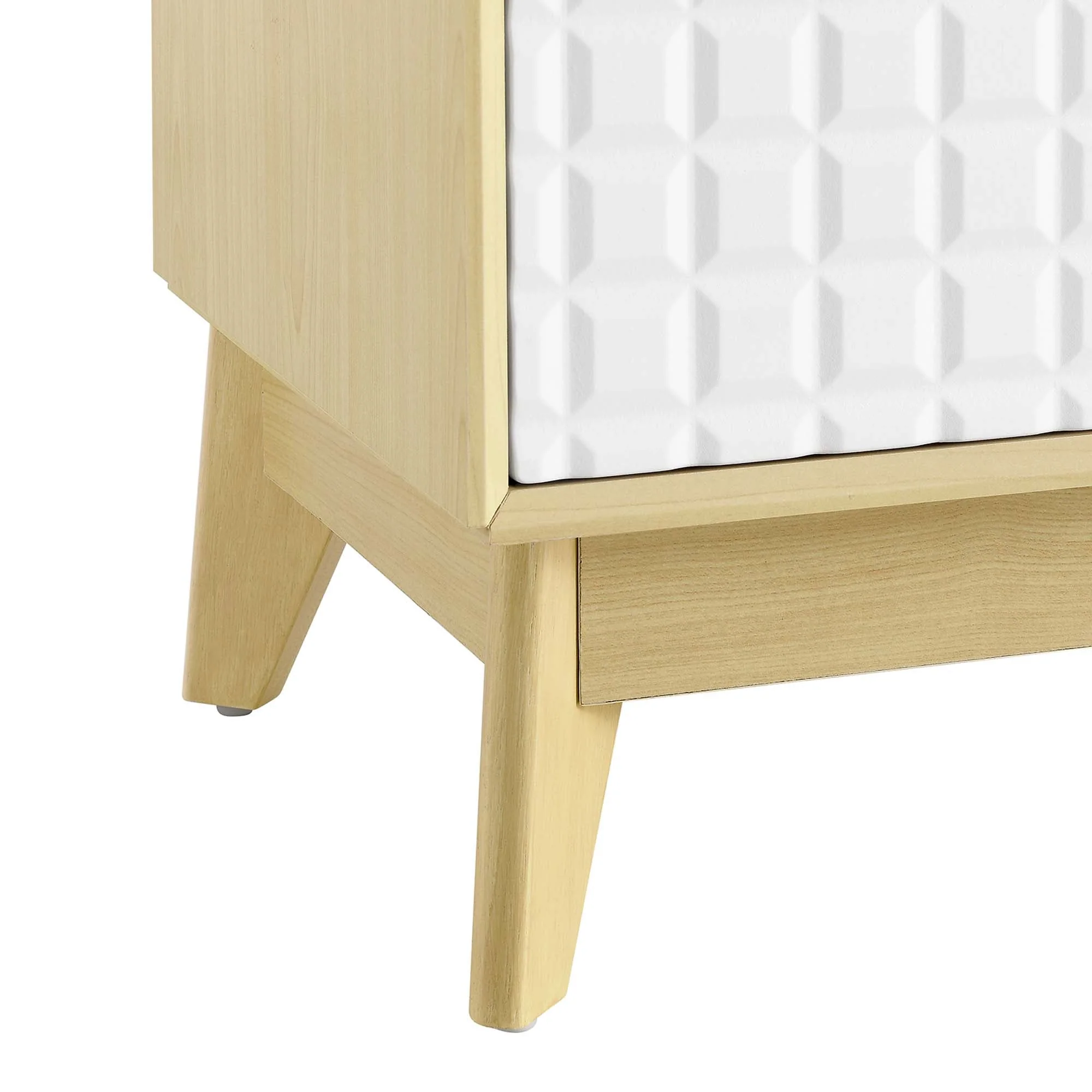 43 Inch Wood Grain Accent Cabinet with Geometric Grid Door and Two Drawers - Image 7