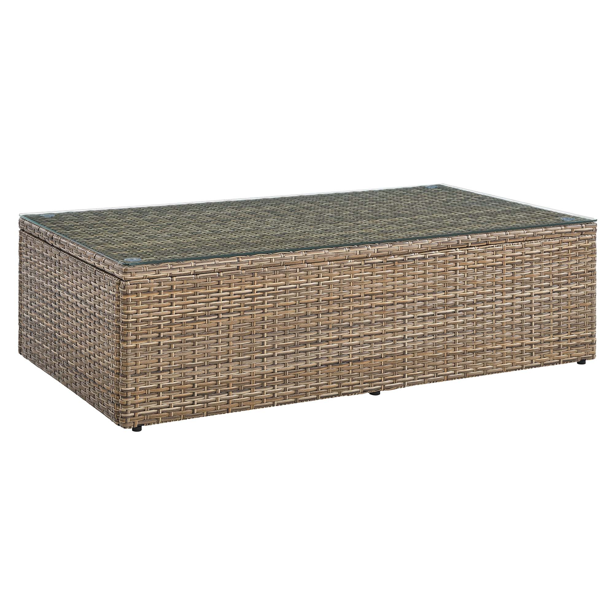 44" Brown Wicker Rattan Outdoor Patio Coffee Table
