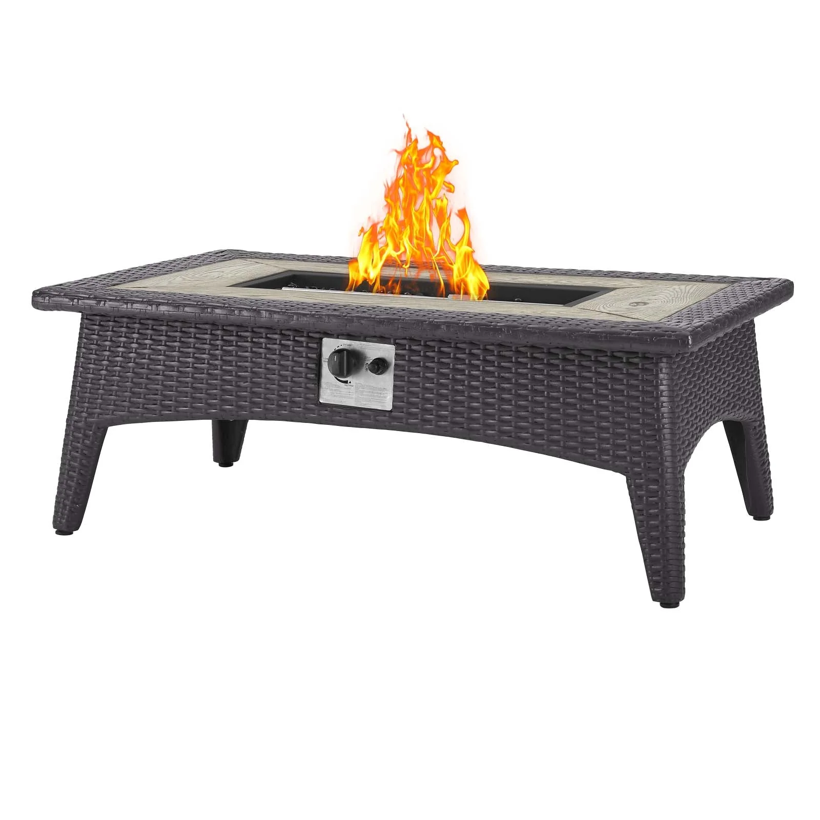 44" Espresso Rectangular Outdoor Patio Fire Pit Table - Image 2